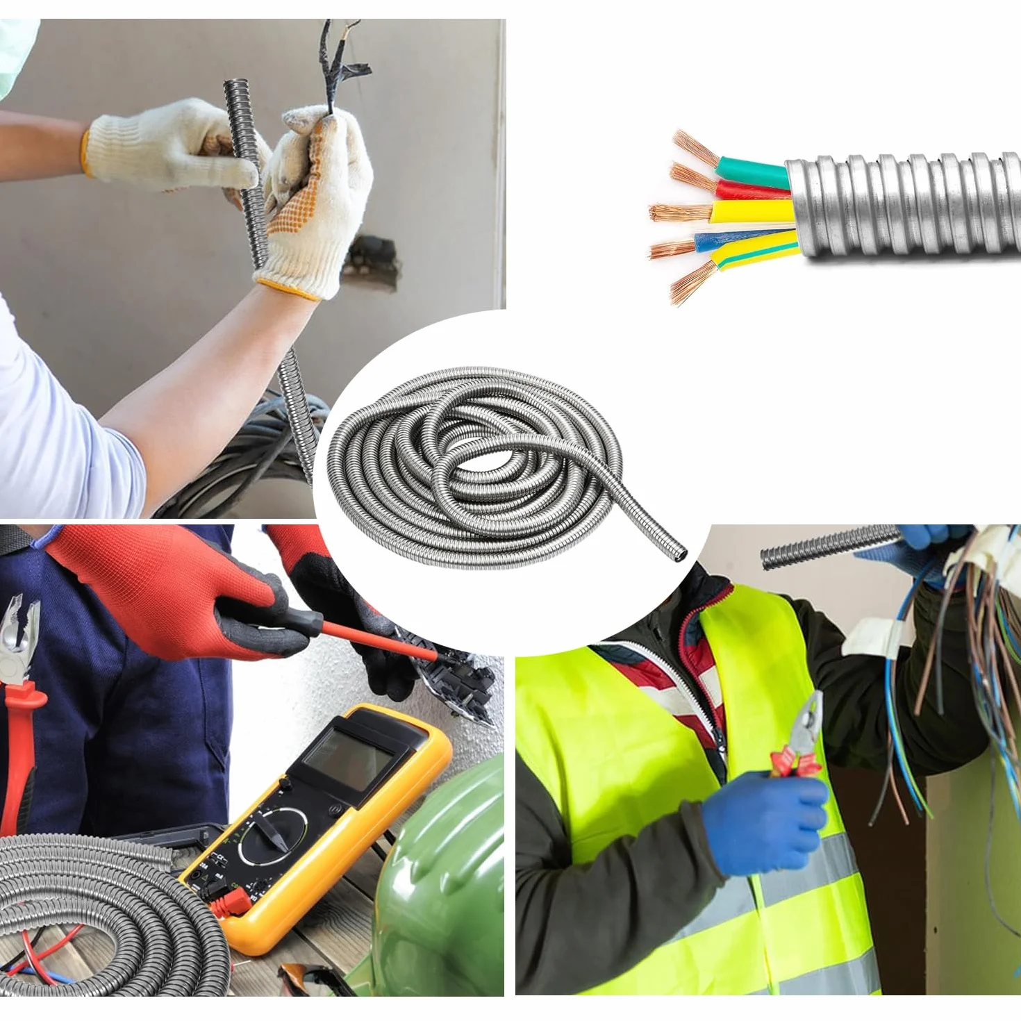 Tubo corrugato in acciaio inossidabile 304, diametro interno 13 mm, lunghezza 3 metri, guaina protettiva per cavi