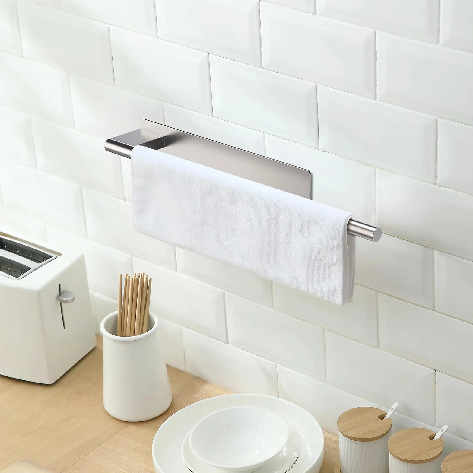 Ibergrif M34453A Portasciugamani Adesivo 39CM Acciaio Inox Spazzolato