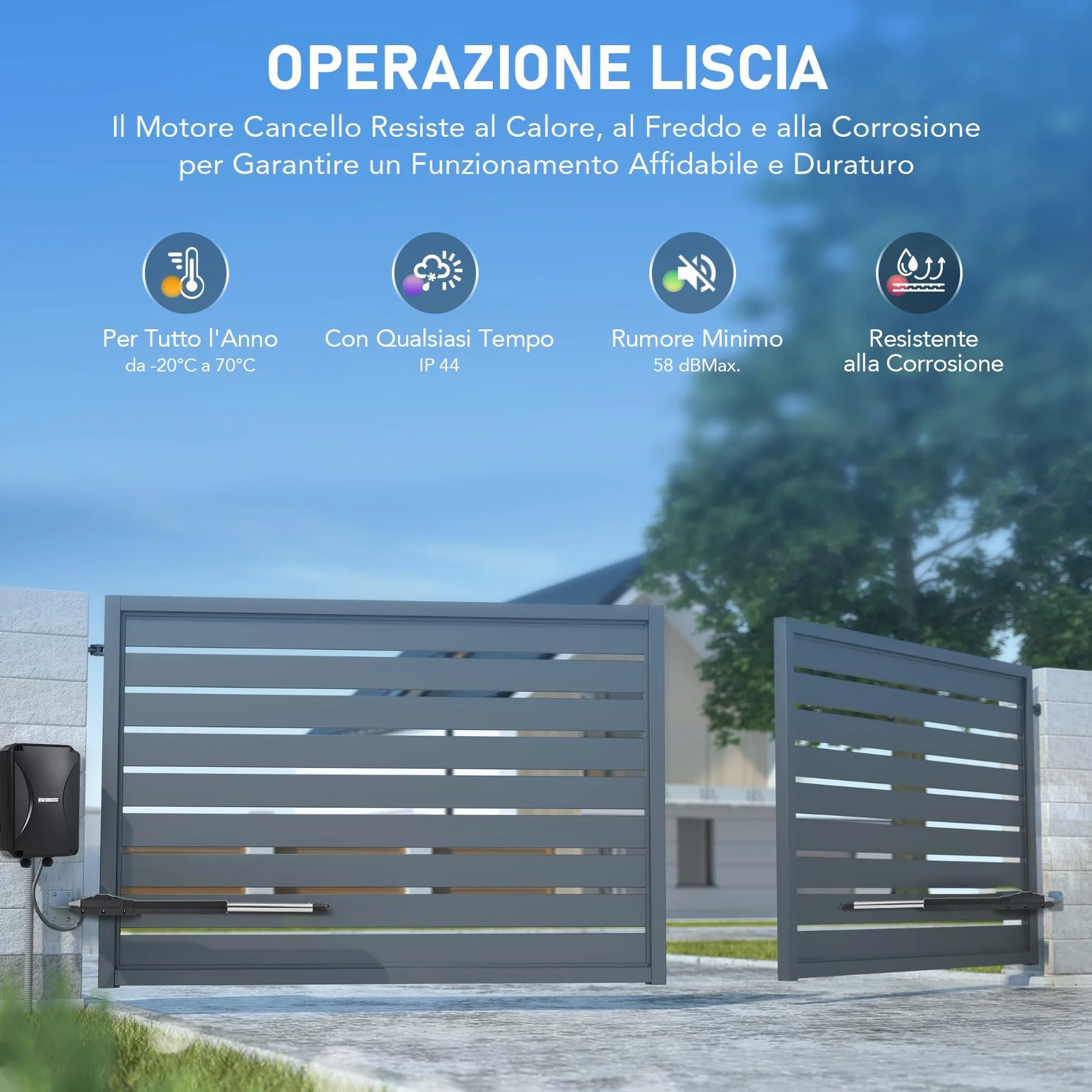 CO-Z Automazione Cancello Battente 80W 800kg 6m con 2 Telecomandi