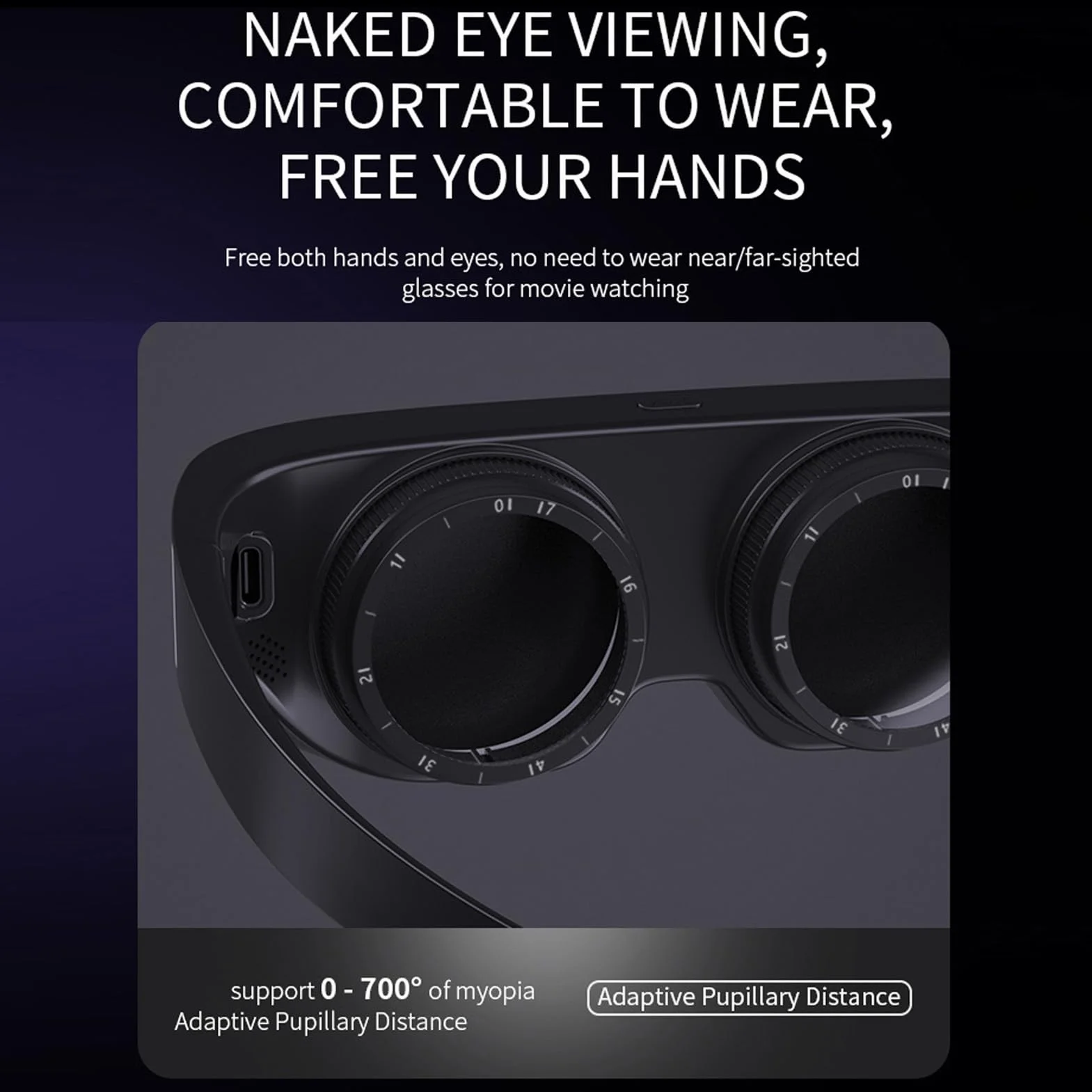 Occhiali VR Intelligenti 4K con Schermo WiFi Wireless, Occhiali per Display Video con Batteria da 8000 MAh, Occhiali per Cuffie VR Occhiali da Film per Telefono e Computer