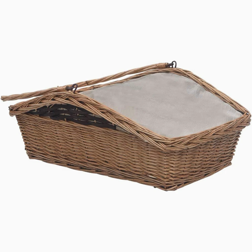 Festnight Cesta Legna da Ardere con Manico 57x46,5x52cm/61,5x46,5x58cm Cesto in Vimini per Legna da Ardere Marrone in Salice