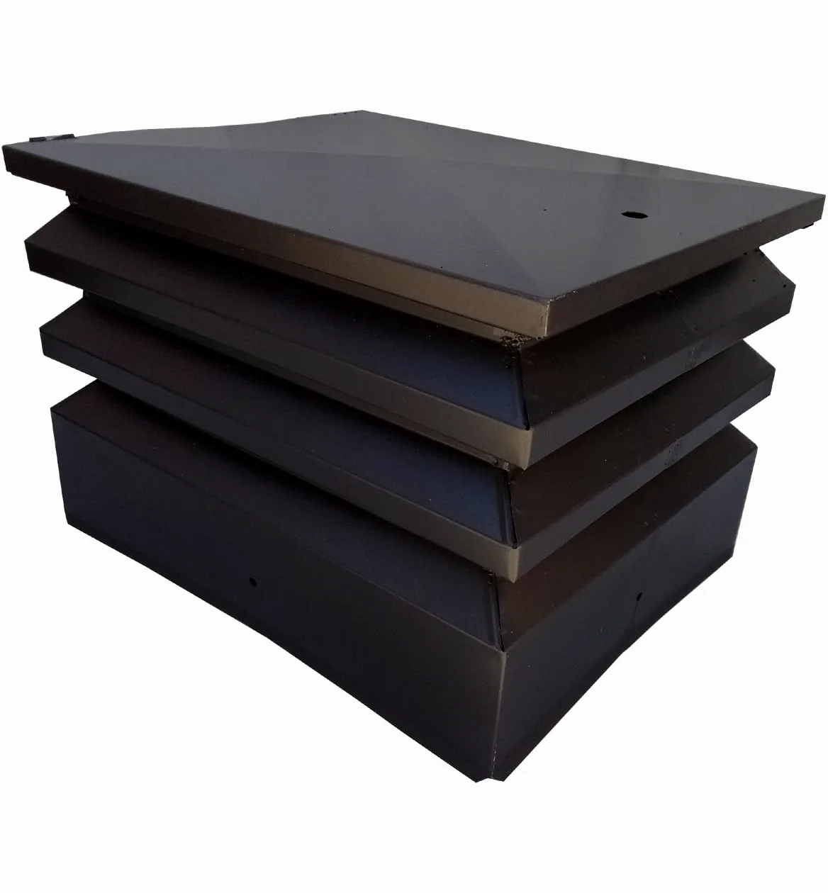 Comignolo grigio antivento antipioggia base quadrata 6/10 fumaiolo x camino e canna fumaria (42 x 42 cm)