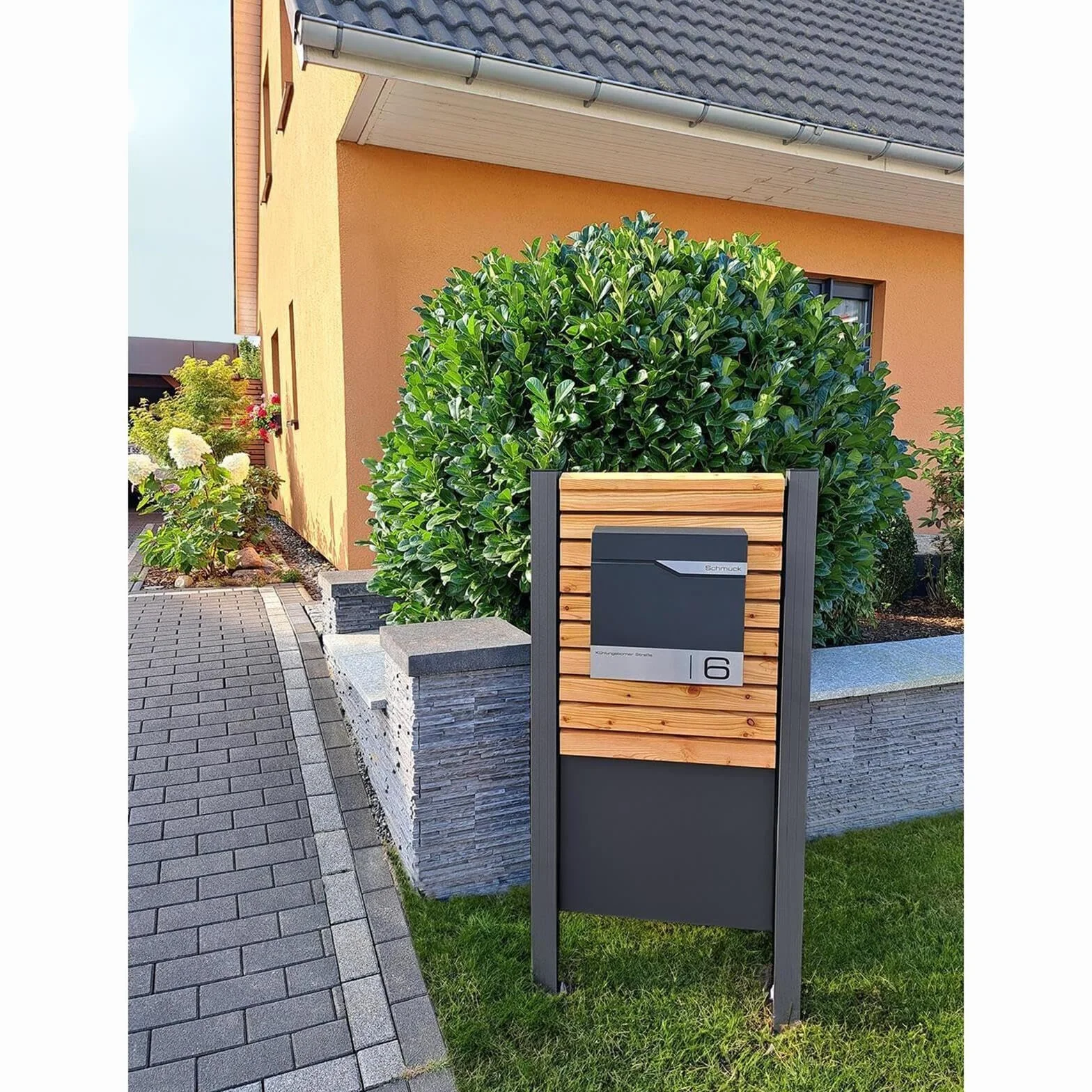 Metzler Moderna Cassetta Postale Con Portagiornale Antracite RAL 7016, Acciaio Inossidabile V2A, Da Parete