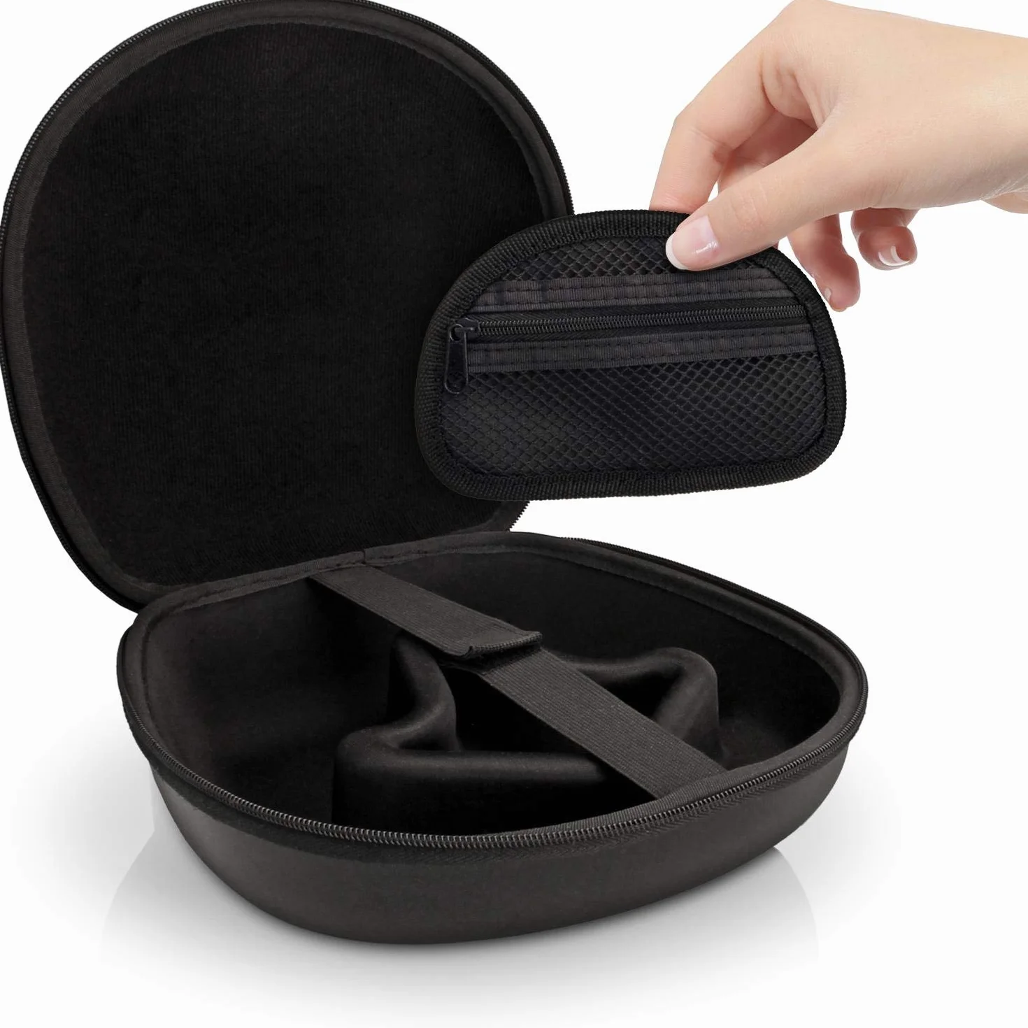 iGadgitz U3804 Nero EVA Custodia Da Trasporto Rigida Borsa Per Cuffie Auricolari - Dimensioni interne ca. 20.8 x 20 cm