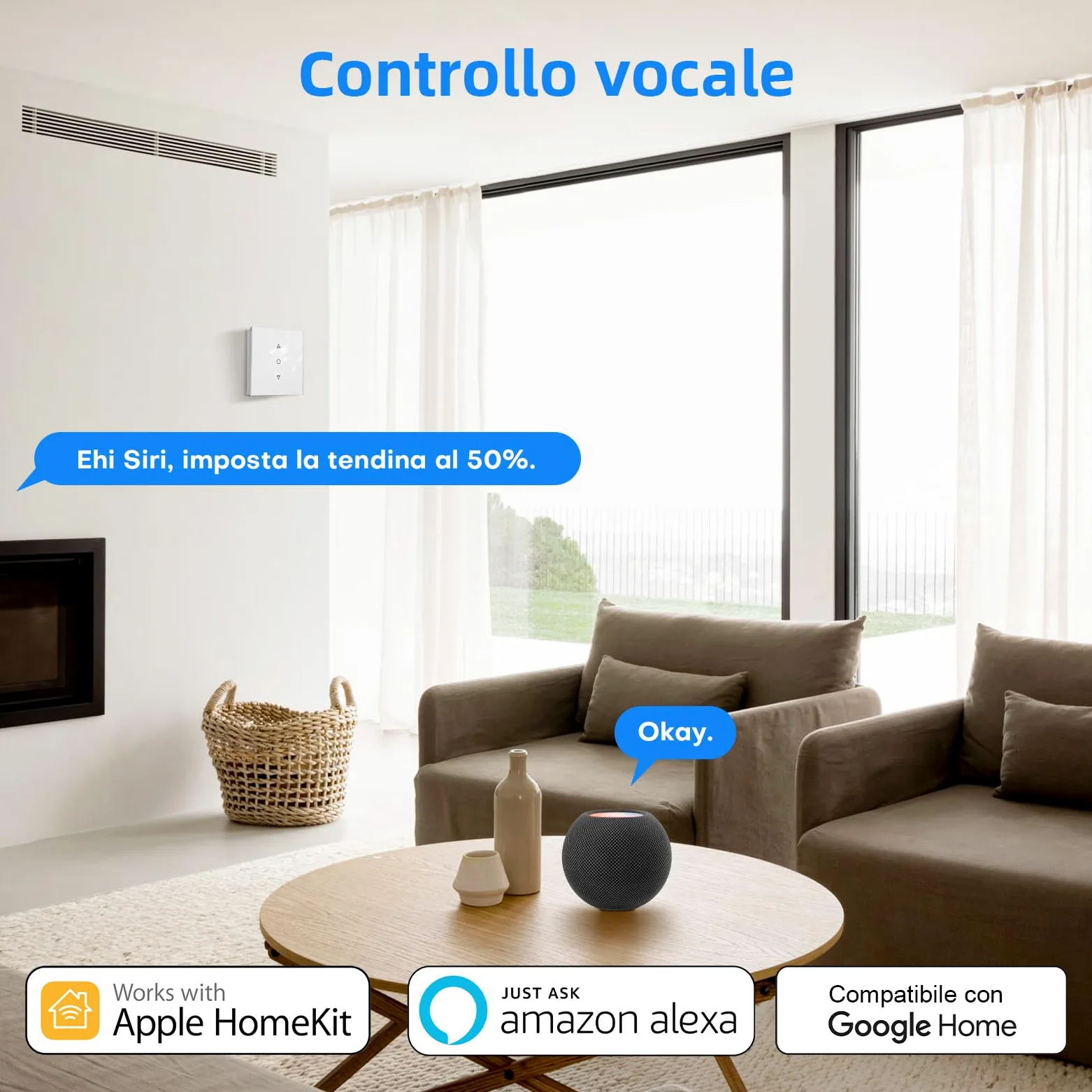Maxcio Interruttore per tapparelle WiFi Connected, Interruttore per tende Compatibile con HomeKit, Alexa e Google Home, Controllo percentuale, Controllo remoto e Controllo vocale (2 Packs)