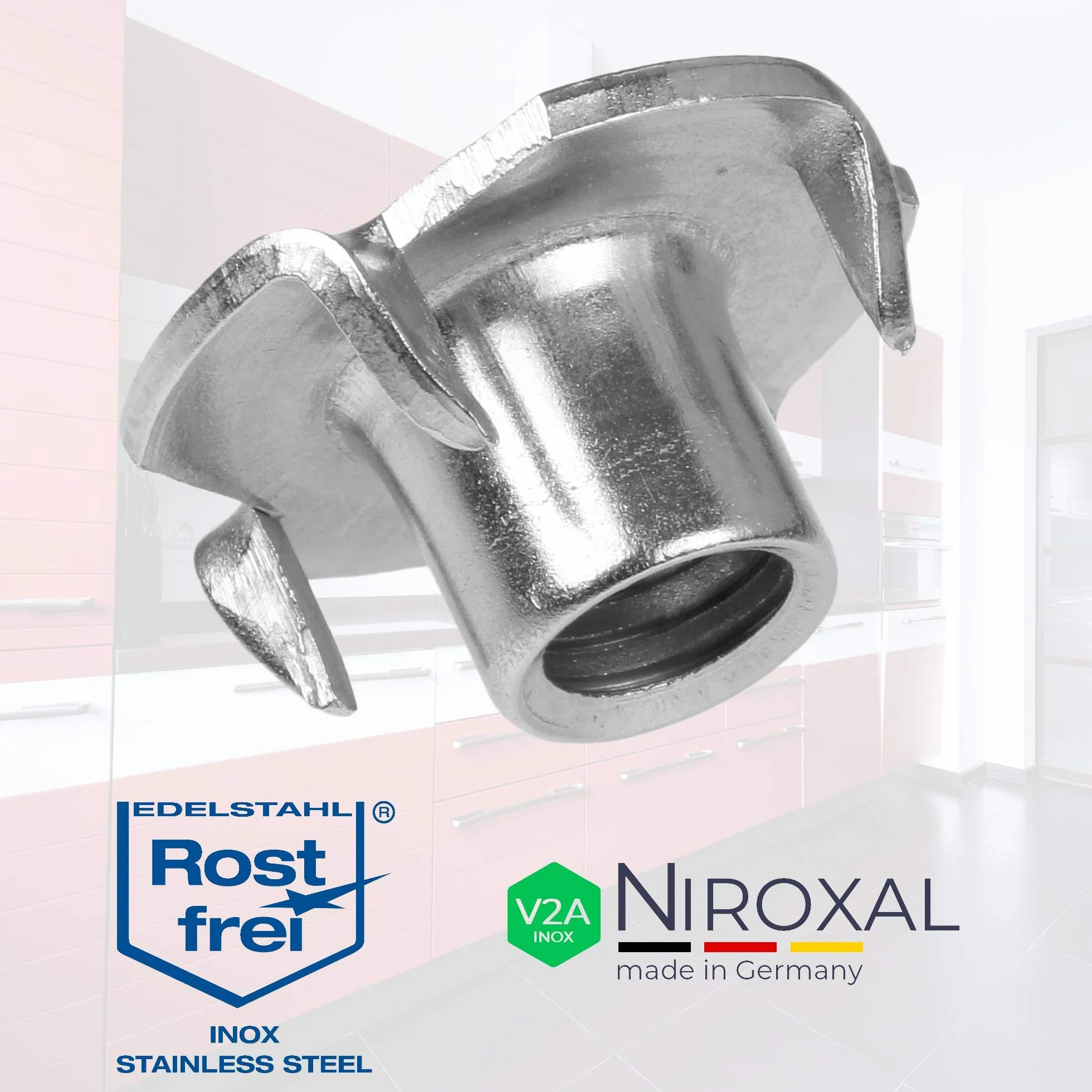 20 dadi ad impatto M12 in acciaio inox V2A con filettatura metrica per legno e plastica