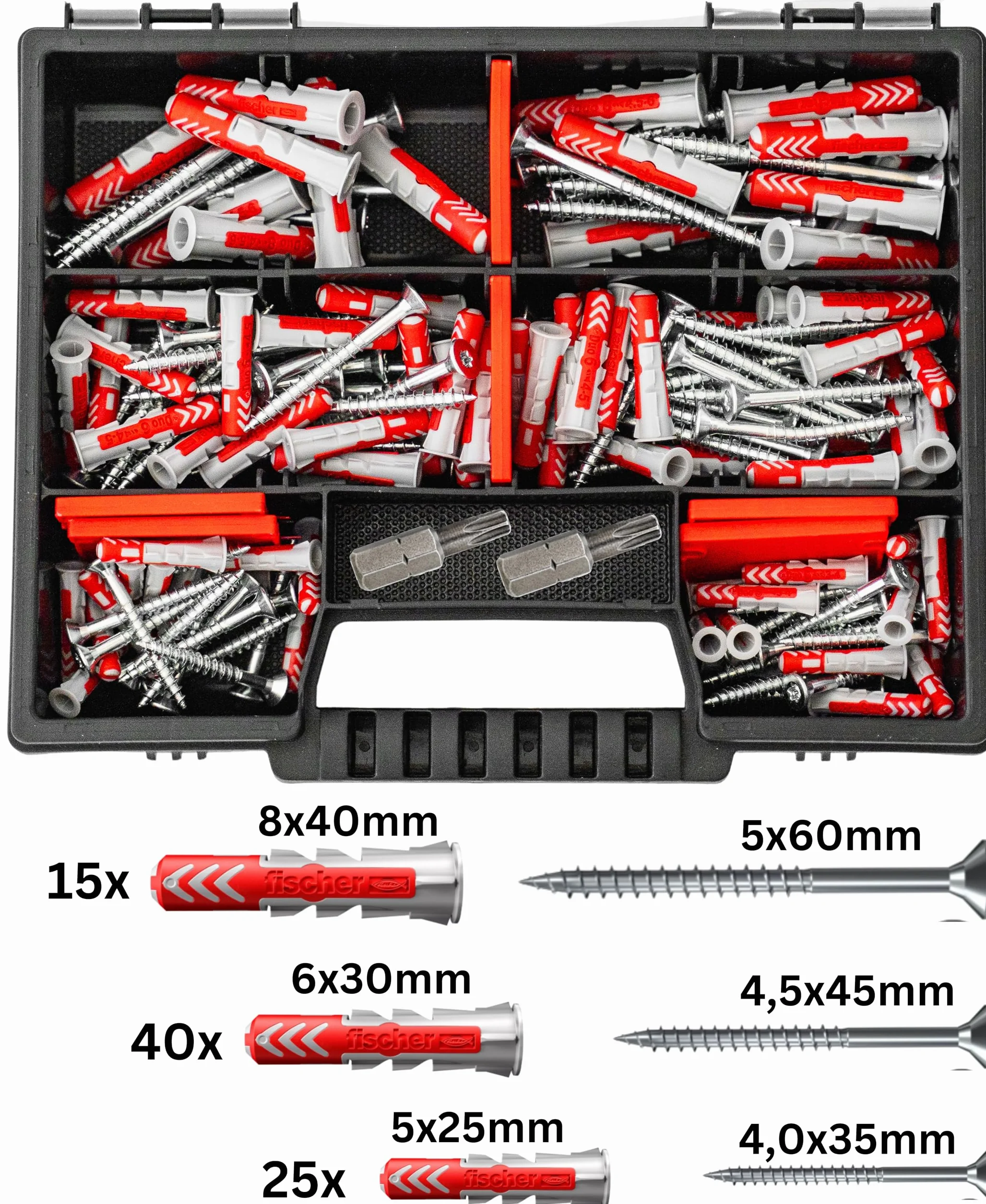 Fischer DuoPower Set tasselli viti 162 pezzi 5x25 mm 6x30 mm 8x40 mm