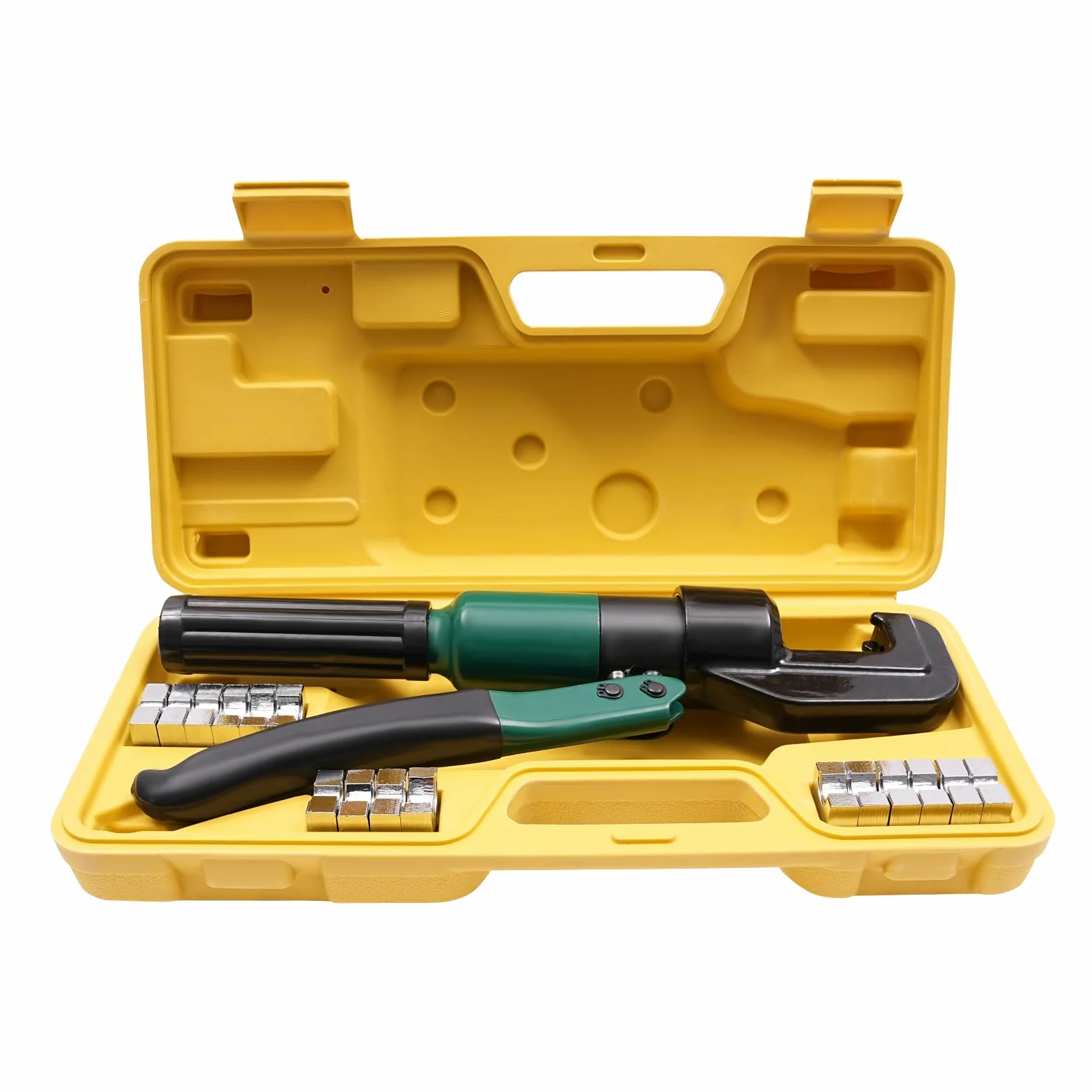 MINRS Pinza idraulica di crimpatura idraulica manuale con 8 forme 4-6-10-16-25-35-50-70 mm², 1 alloggiamento in plastica Massima forza di pressione 6KN Pinza idraulica Set di strumenti di crimpatura