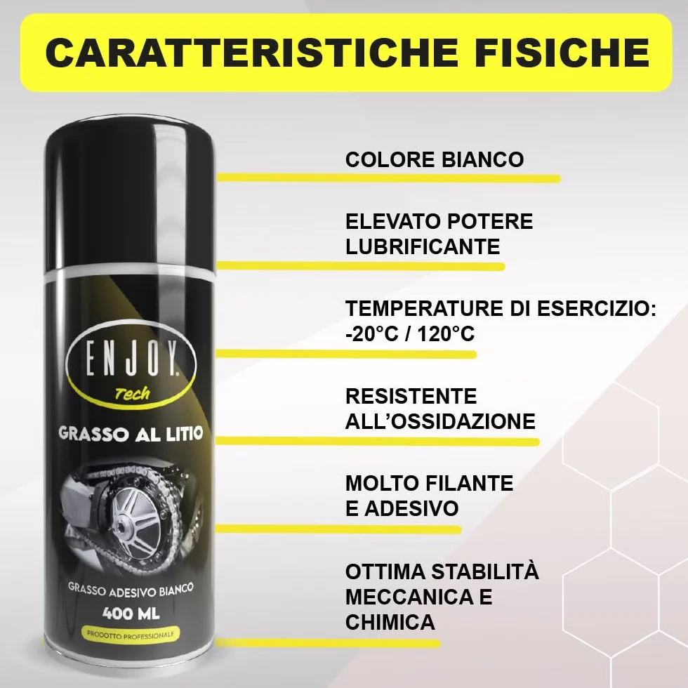 Grasso al Litio Spray 400ml Lubrificante Professionale Made in Italy Idrorepellente Anti-Ossidazione