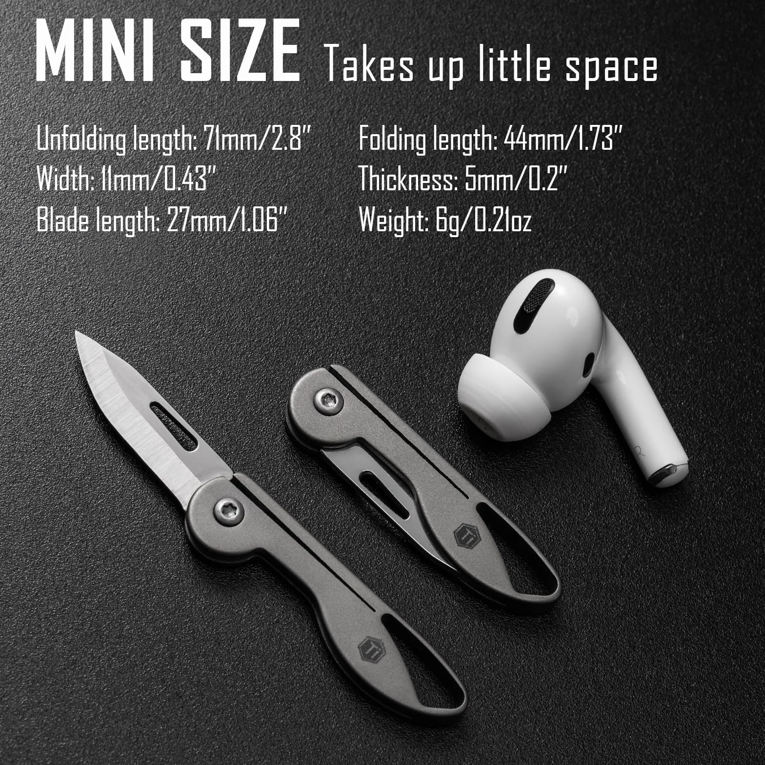 KeyUnity KK05 Mini coltello tascabile in titanio - Lama pieghevole affilata EDC