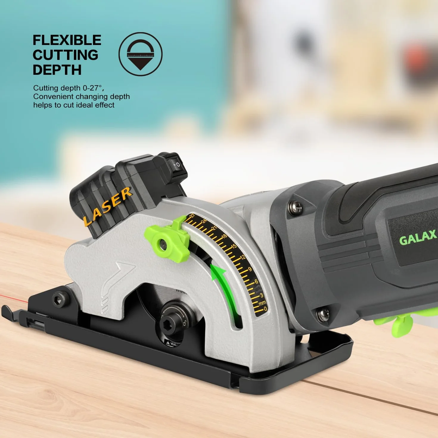 GALAX PRO Mini Sega Circolare 580W, 3500RPM con Guida Laser Sega Circolare per Legno 3 Lame (85mm),per Legno, Piastrelle, Metallo Morbido, Plastica