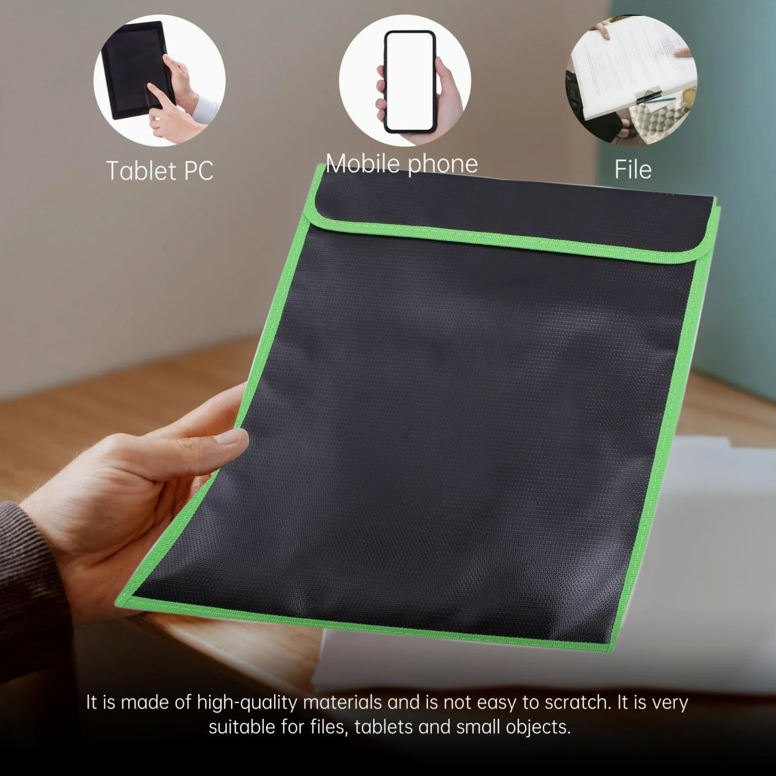 Abaodam Borsa Porta Ignifuga in Fibra di Vetro Rivestimento in Silicone per Ufficio e Casa, Protezione Contro