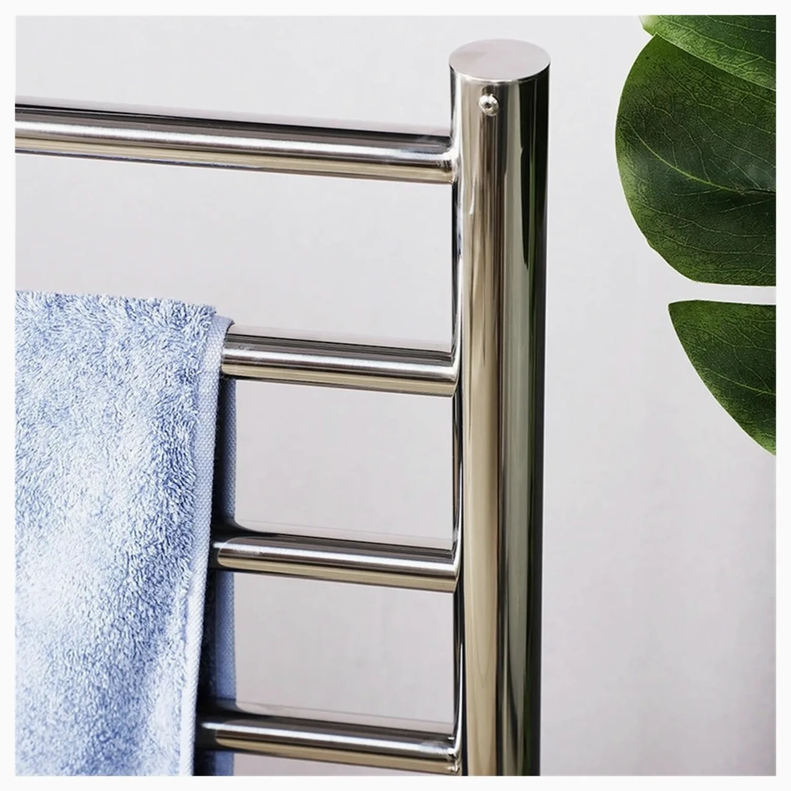 Portasciugamani elettrico da terra in acciaio inox 304 | Ripiano asciugatura asciugamani da bagno, acciaio lucidato(PURPLE,110V)