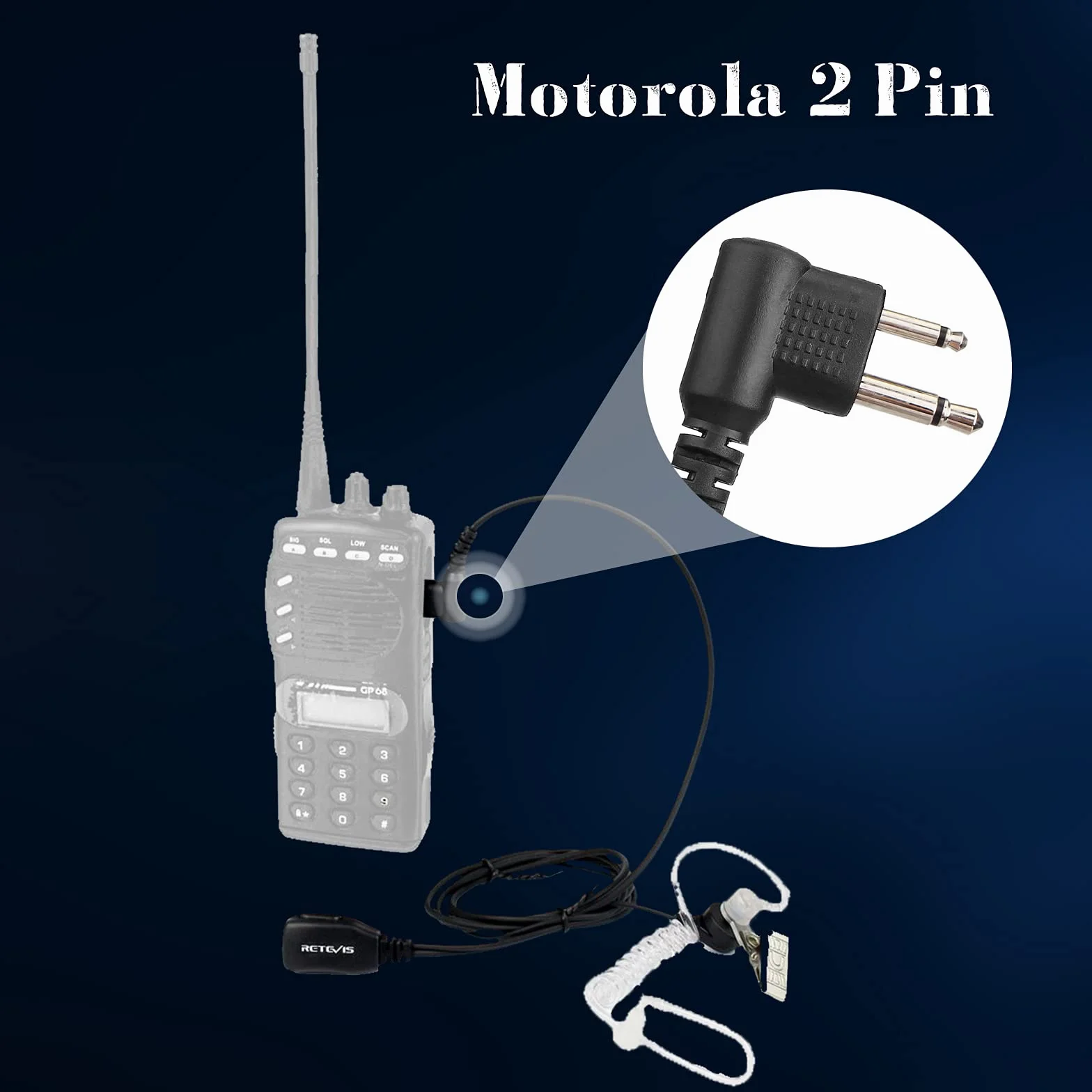 Retevis Walkie Talkie Auricolare 2 Pin Cuffia con Acustico Trasparente Tubo Compatibile con Motorola DP1400 CP040 GP68 GP88 GP300 CT150 Pro1150 HYT TC-500 TC-600 Ricetrasmettitore(1 pz)