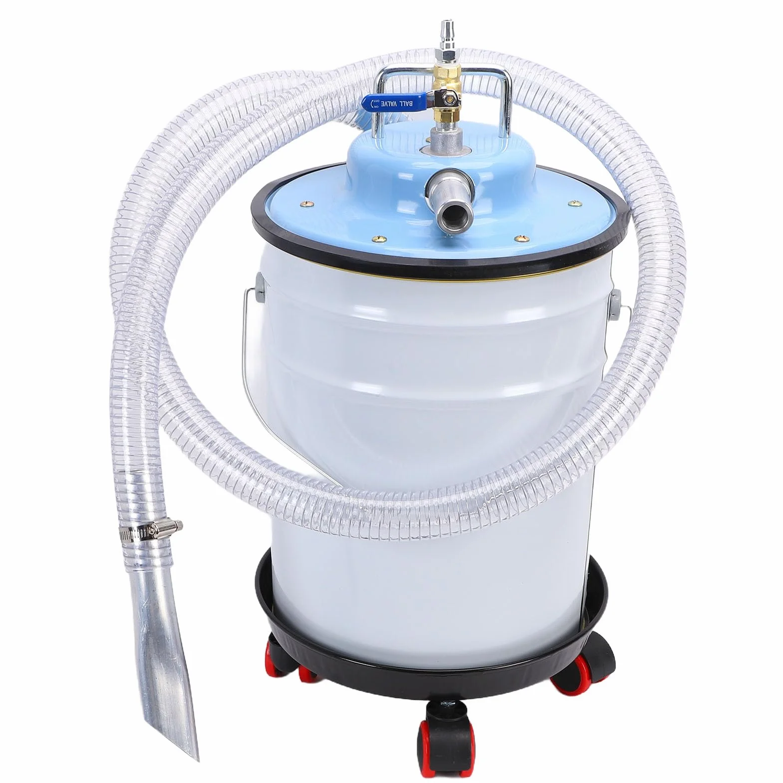 Cryfokt Aspirapolvere Pneumatico, Secchio Aspiracenere in Acciaio Inossidabile da 20 Litri con Meccanismo di Galleggiamento Automatico per Officine Industriali Aspirazione di Limatura di Metallo,