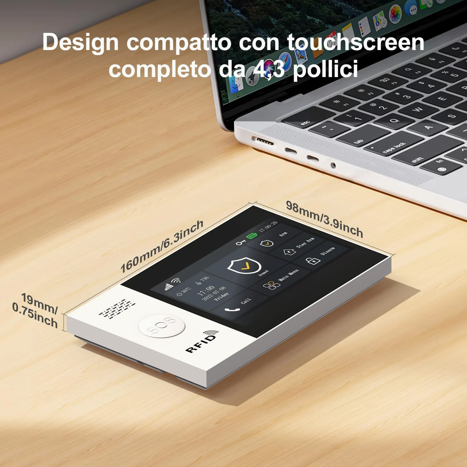 Sistema di allarme touch screen per la sicurezza di tutta la casa, kit di allarme domestico wireless Wi-Fi da 20 pezzi con sirena, sensore di movimento PIR, telecomandi, sensore per finestre/porte