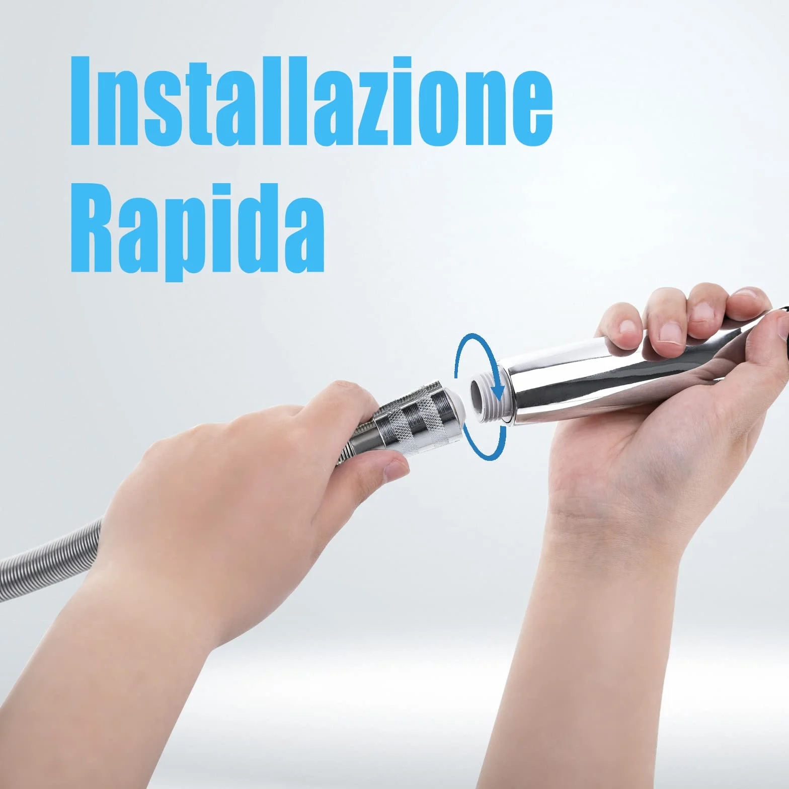 Soffione Multifunzionale+Tubo Doccia Universale 3 Modelli di Uscita,Ugello in Silicone Resistente al Calcare e Allo Sporco,Finitura Cromata,Facile da Installare e Pulire (Tre Marce-06605)