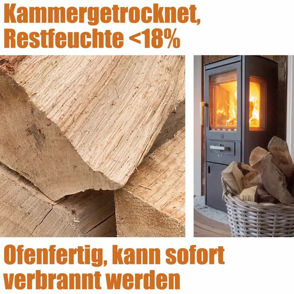 Legna da Ardere Quercia 90 kg Per Stufa e Camino Braciere Griglia Cestello per il Fuoco Ceppi 25 cm Kingpower