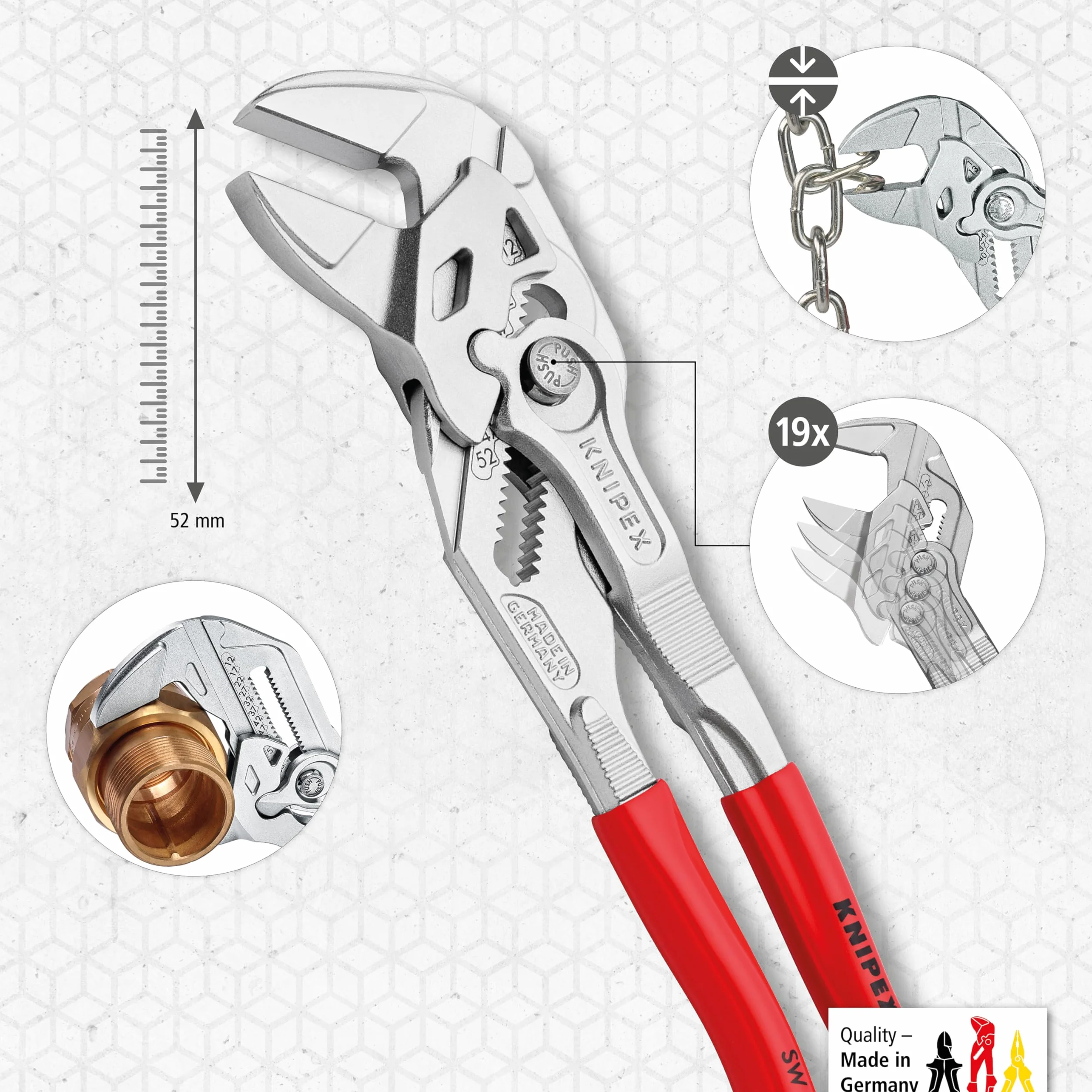 KNIPEX Pinza chiave 250 mm 86 03 250 cromata rivestiti in resina sintetica