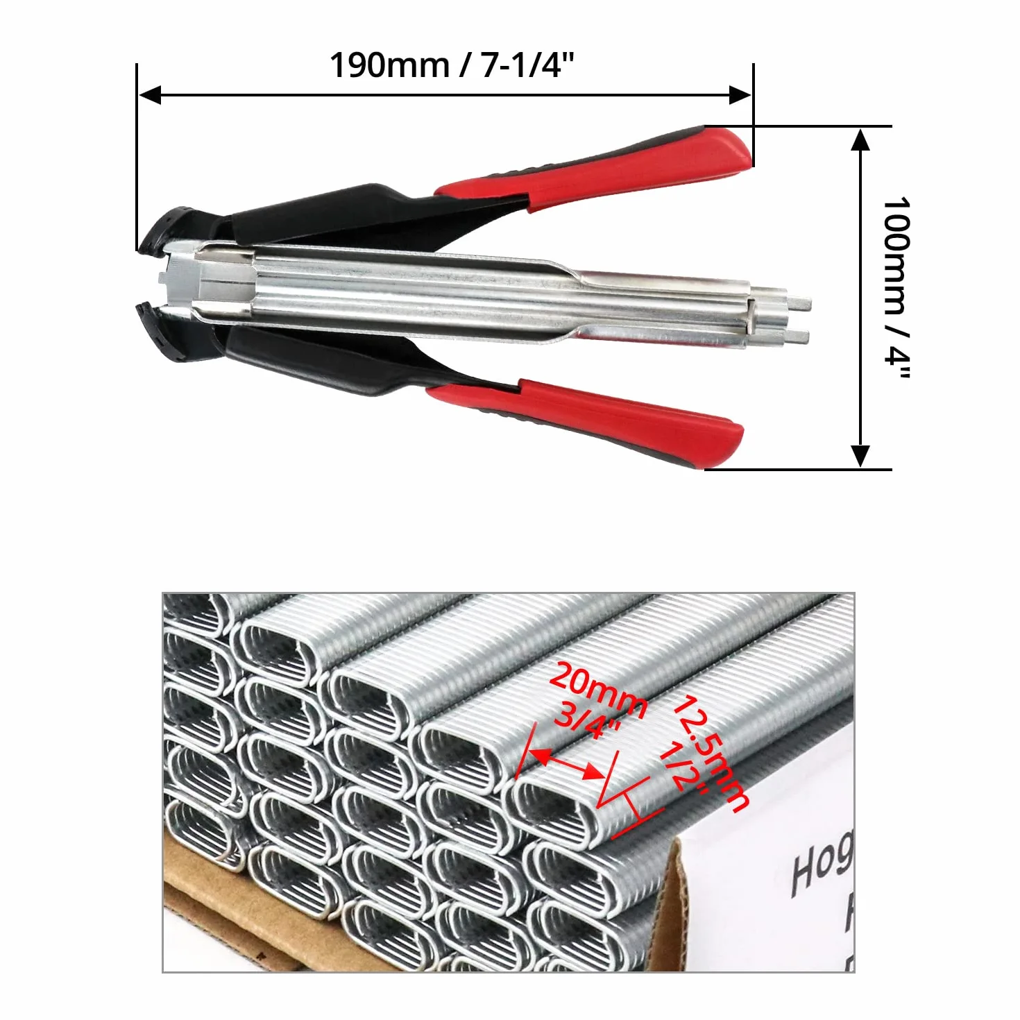 QWORK Pinza Sparachiodi Hog Ring Pistola C clip per Gabbie Cuscini Auto 2500pz