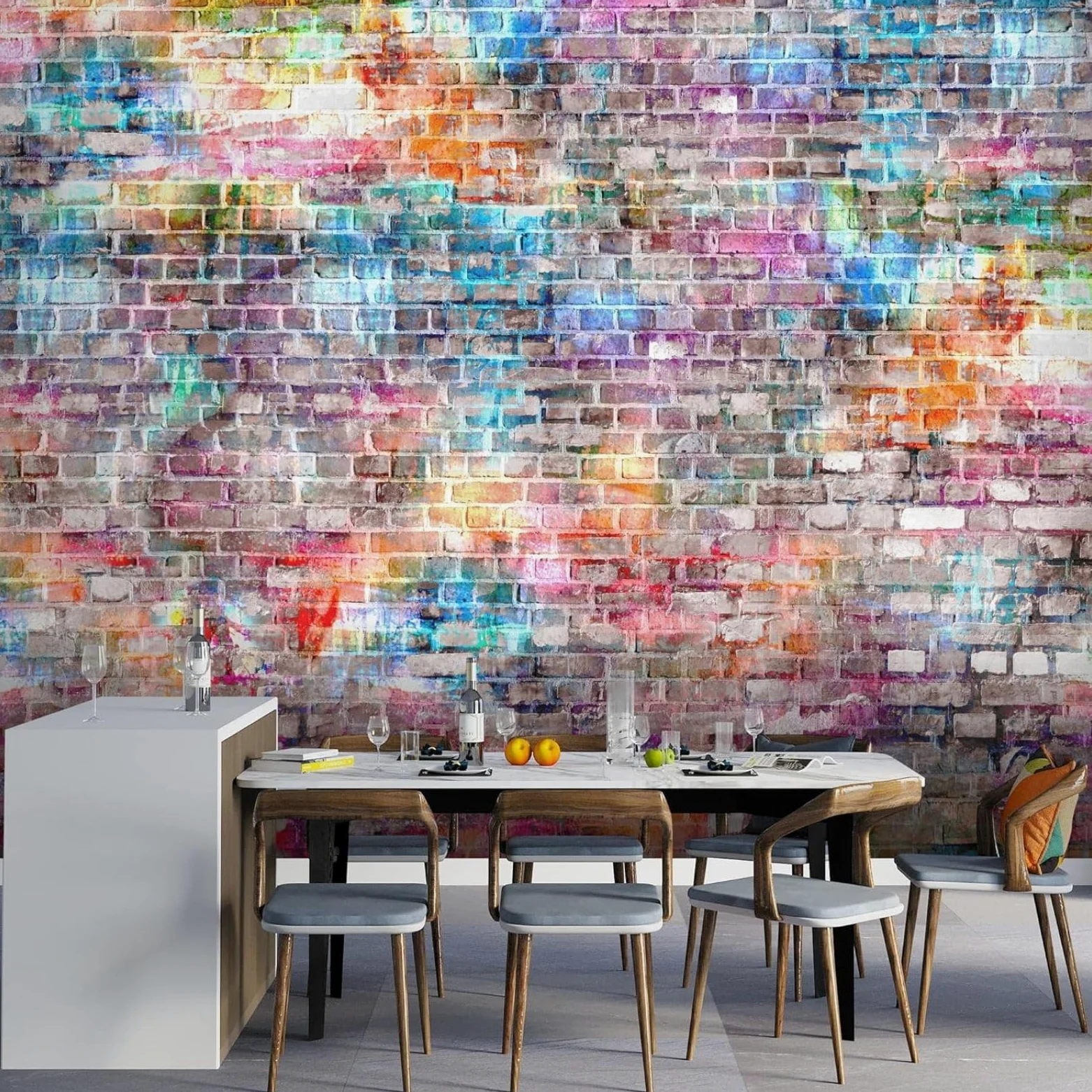 Carta da parati fotografica effetto muro di mattoni 3D, moderna, in tessuto non tessuto, per soggiorno e camera da letto - Marrone, 430 cm x 300 cm, adesivo da parete - sfondo - pittura - poster