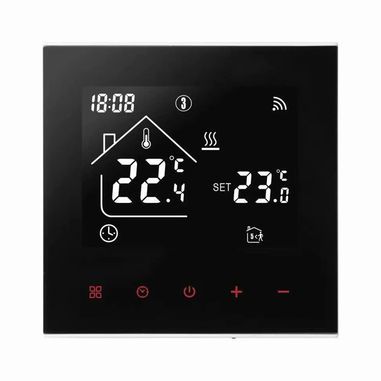 Tuya WiFi Termostato per riscaldamento a pavimento, con display a LED, touch screen, termostato digitale, compatibile con Alexa, Google Home (nero, acqua e riscaldamento a pavimento 3A)
