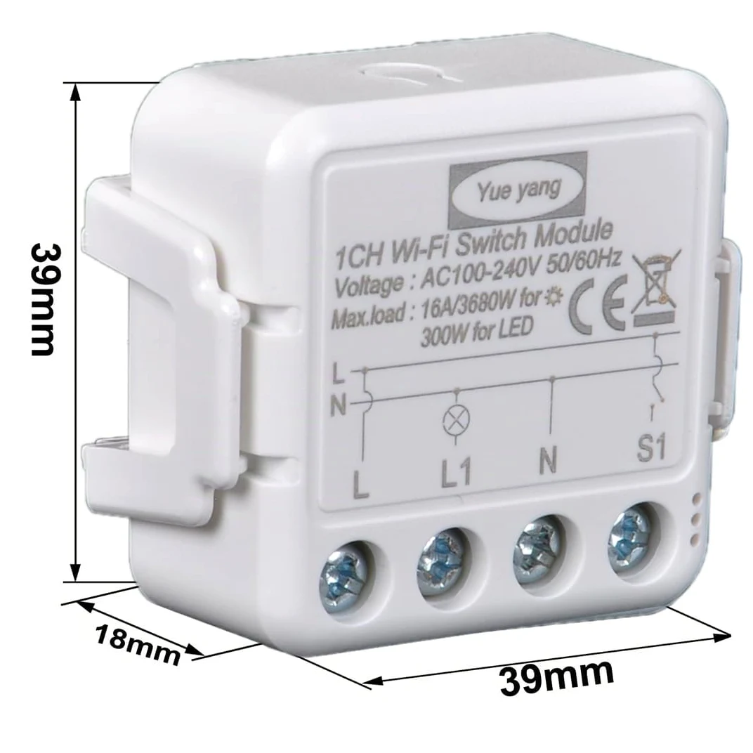 Tuya wifi interruttore della luce intelligente 1 Gang, Mini DIY switch Modulo relè 16A,Compatibile con l'app Smart Life/Tuya, (4)