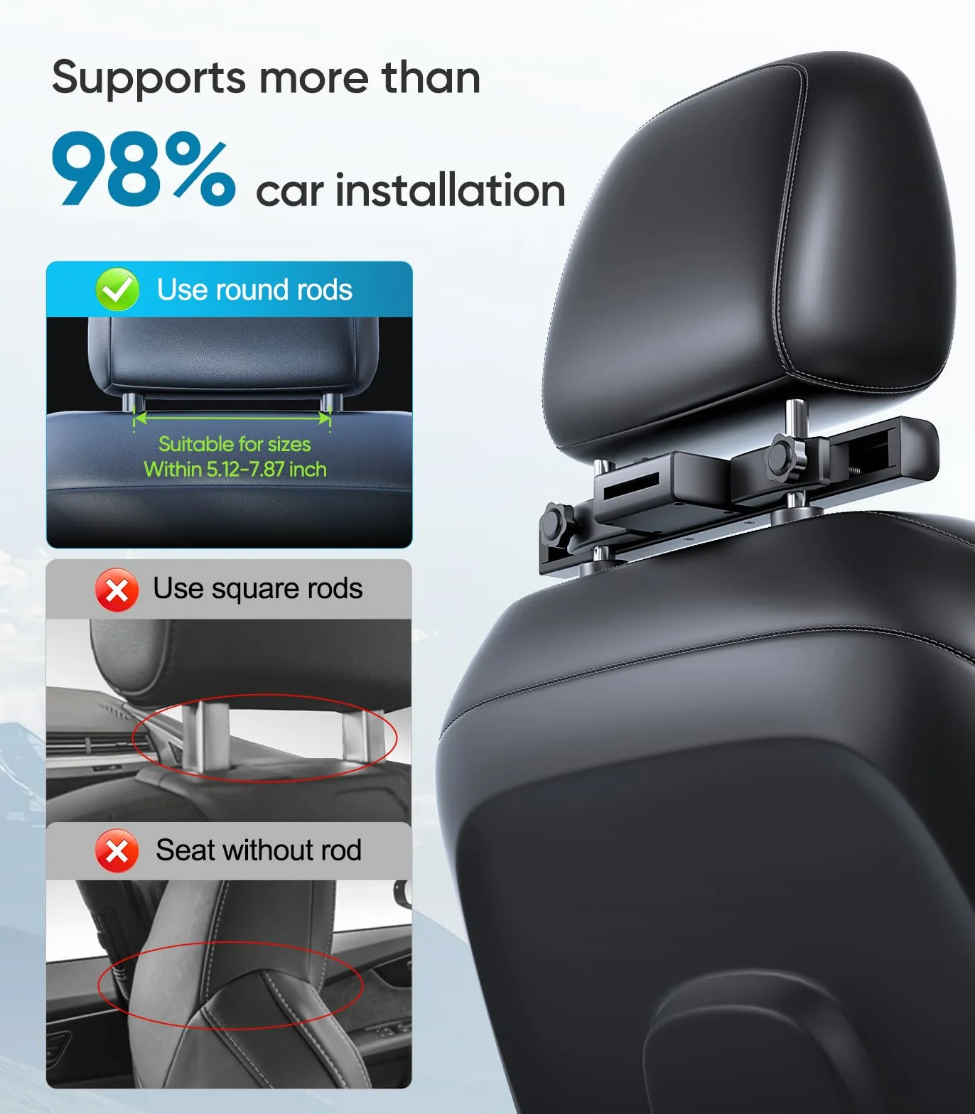 Monitor poggiatesta auto da 13,5 pollici, TV portatile per sedile posteriore, sistema di intrattenimento per sedili posteriori, mirroring wireless, riproduzione video 4K, TV per poggiatesta auto e