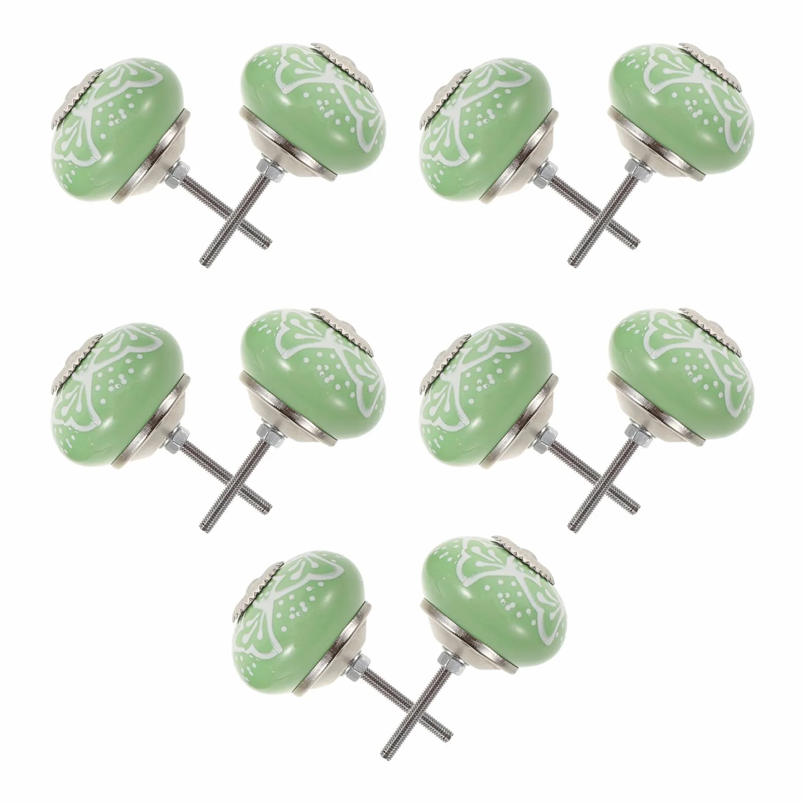 LIFKOME 10 Pezzi Set da 10 Pomelli Rotondi in Ceramica Verde per Mobili, Manopole Decorative per Cassetti, Armadi e Cassettiere, con Viti Incluse, per Cucina e Arredamento Casa
