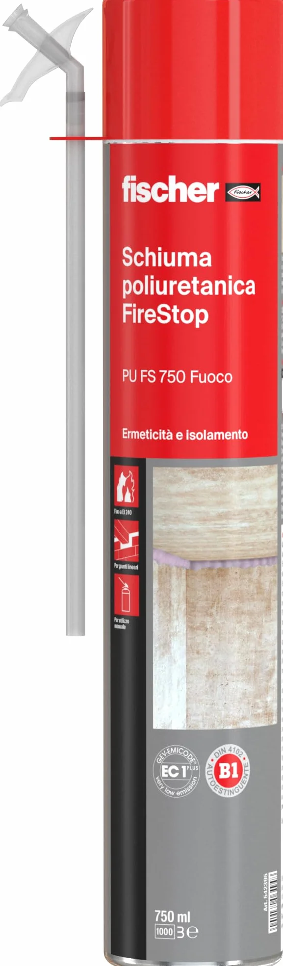 Fischer PU FS Piana Poliuretanica Ognioodporna z Aplikatorem, 750 ml