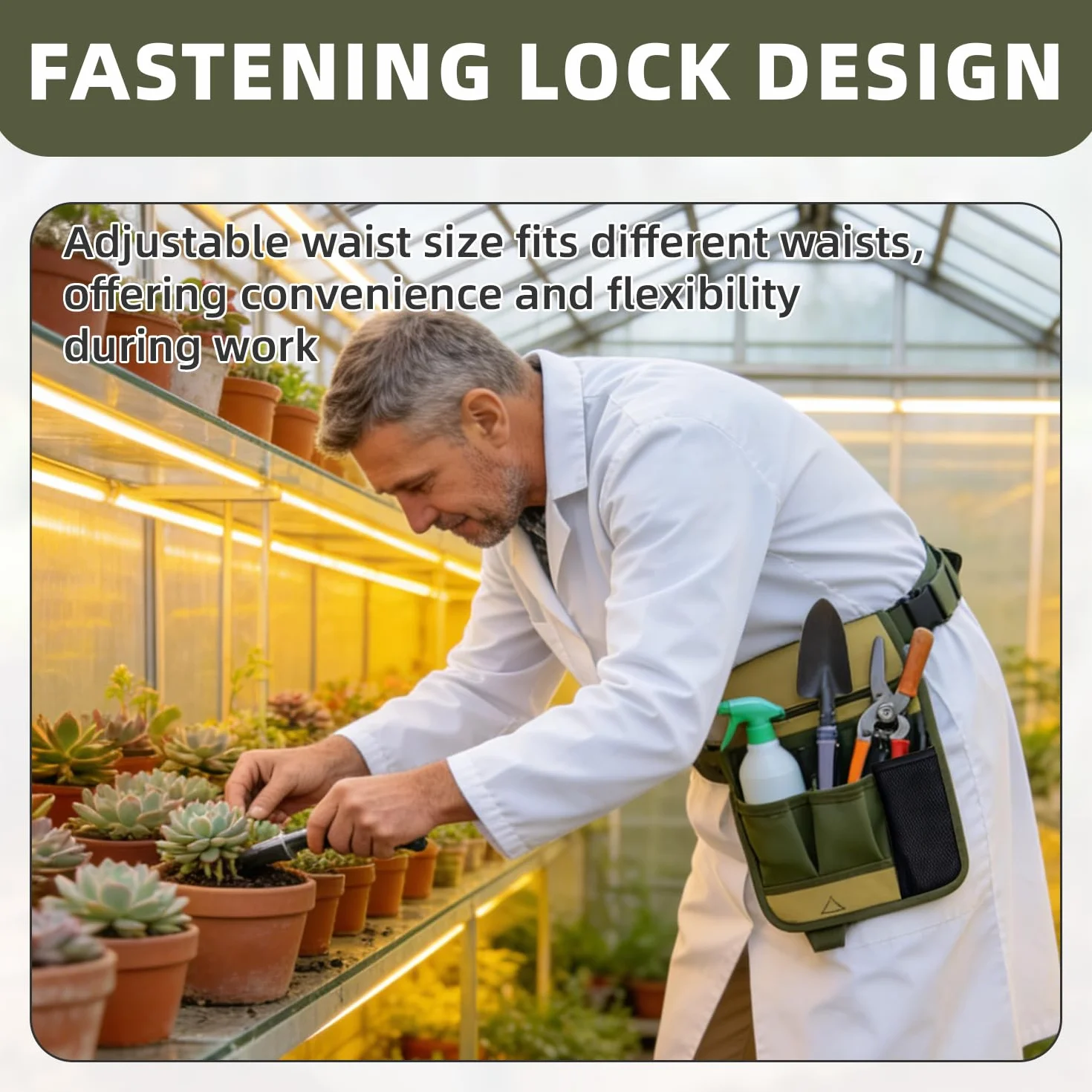 Cintura Porta Attrezzi Compatta con 5 Tasche Rimovibile e Regolabile per Elettricisti Falegnami Operai Edili Verde