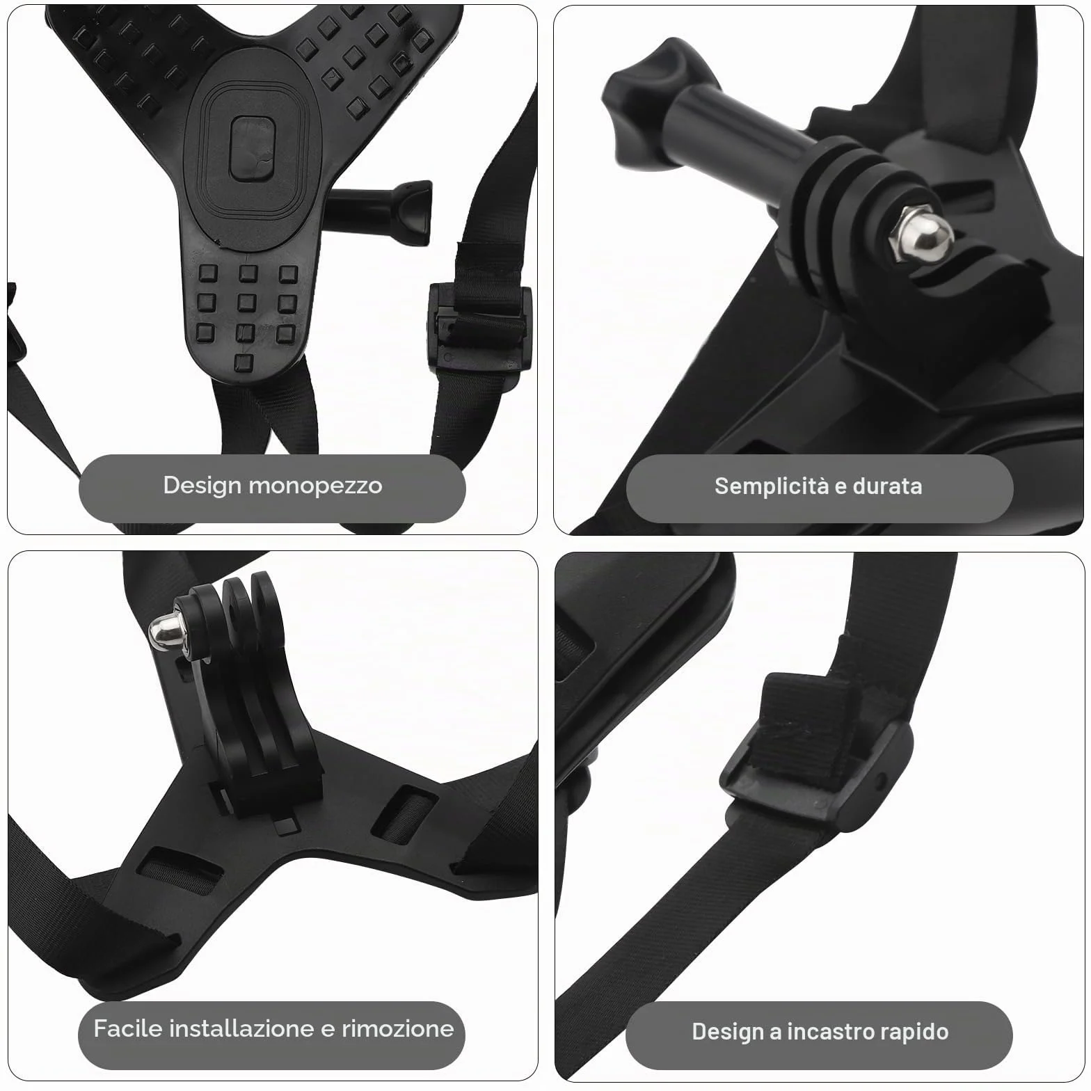 Supporto per casco da moto Chin Mount nero Supporto di estensione con gancio a J, silicone antiscivolo per GoPro Hero 13/12/11/10/9/8/7/6/5, Osmo Action, Session, SJCAM
