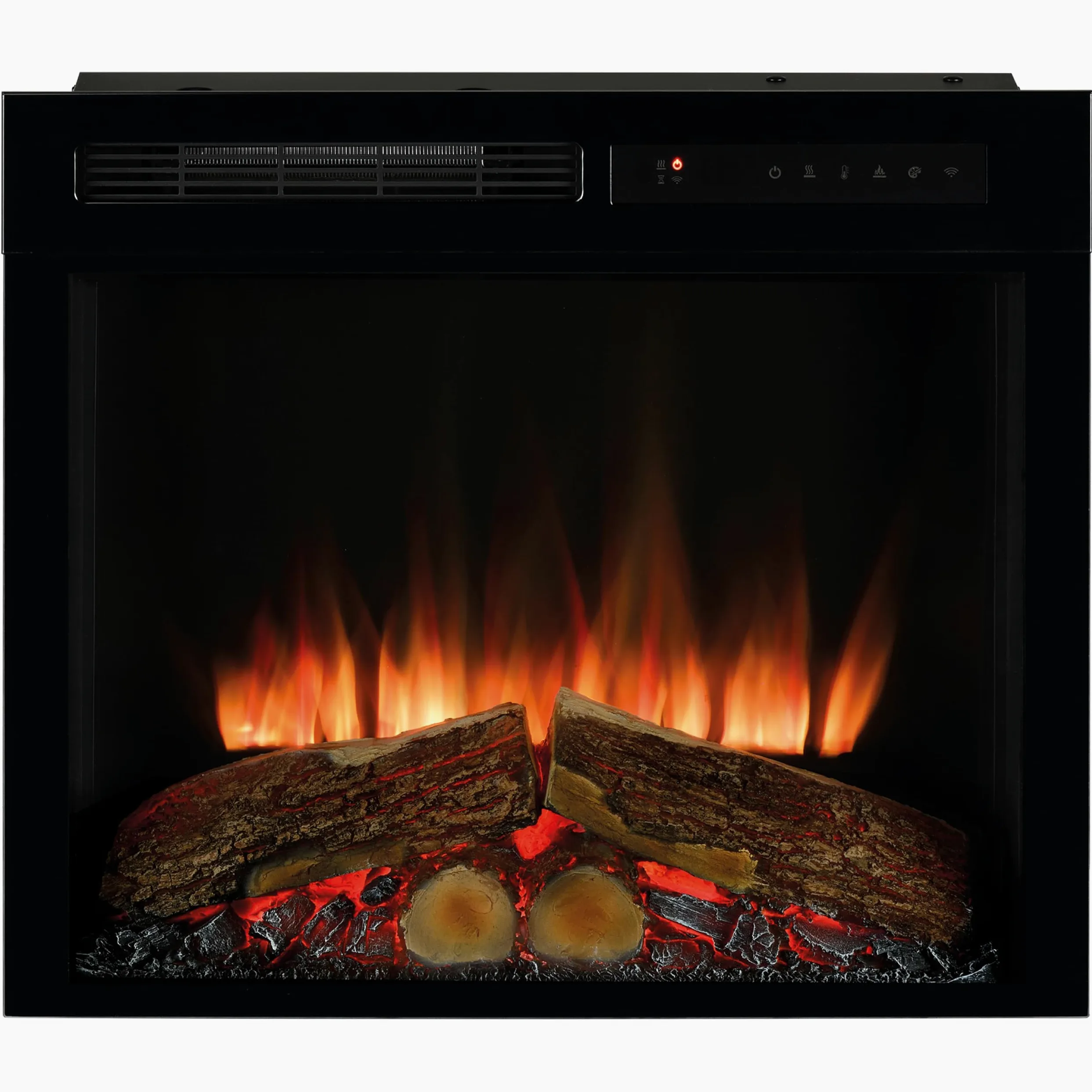 Dimplex Spark 23" Camino Elettrico da Incasso Camino Elettrico da Parete con Termoventilatore 2 kW Effetto Fiamma LED Optiflame, Velocità e Luminosità Regolabili Incluso Timer e Telecomando