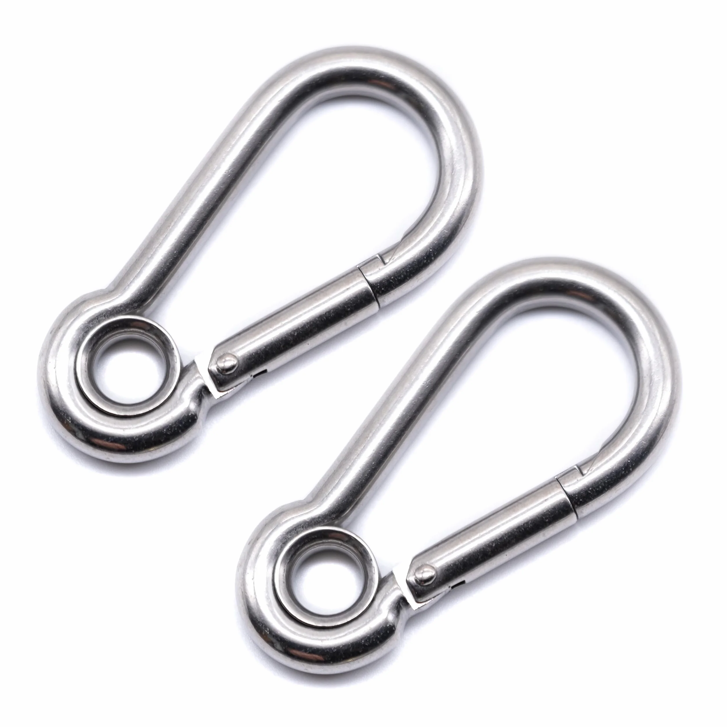 316 A4 Stainless Steel Carabiner Snap Hook with Eyelet 50-140mm Pack of 2