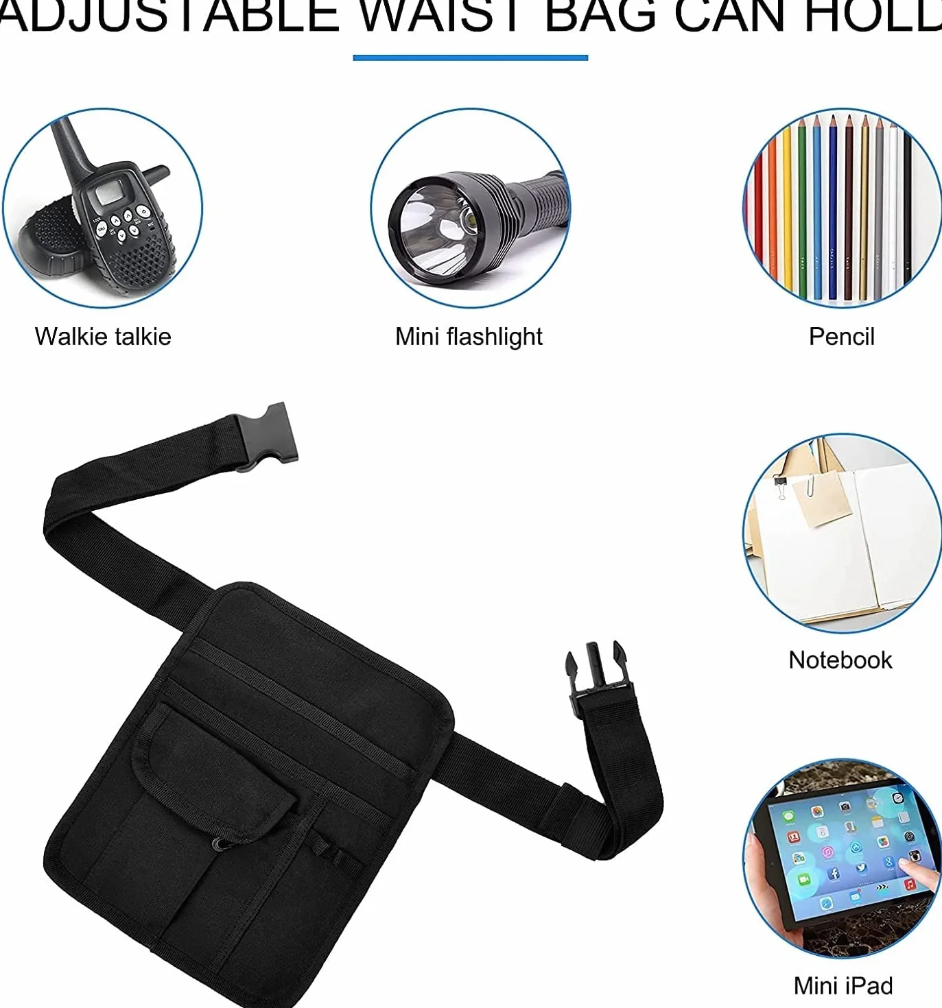Grembiule da server da ristorante, cintura utility, marsupio, organizer per libri degli ospiti, tablet, portafoglio, cialde, titolari, penne, denaro