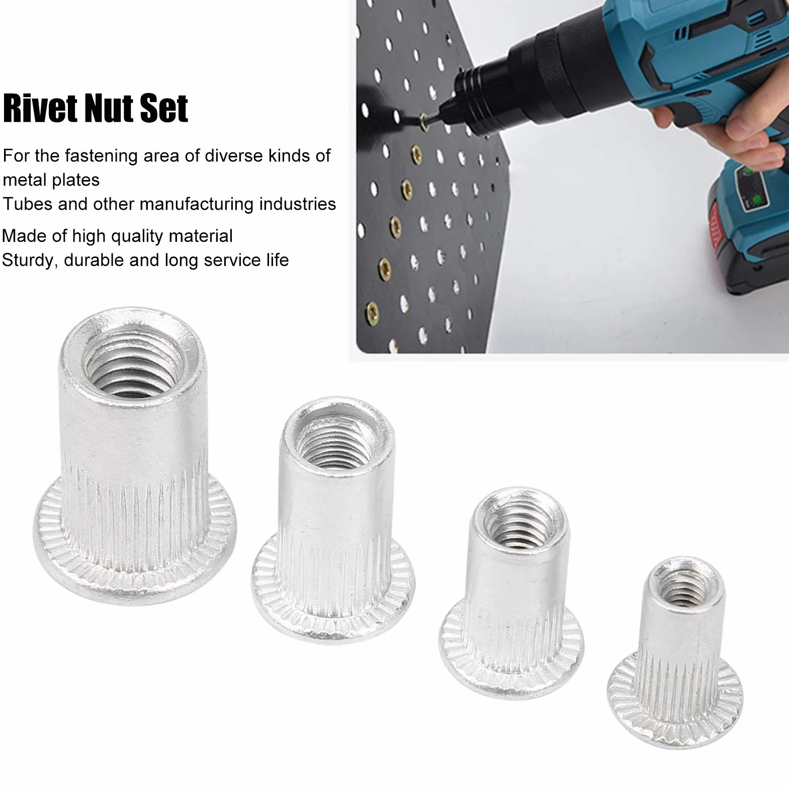 Kit Assortimento Inserti Filettati in Alluminio Nutsert M3 M4 M5 M6, Dadi per Rivetti 200 Pezzi