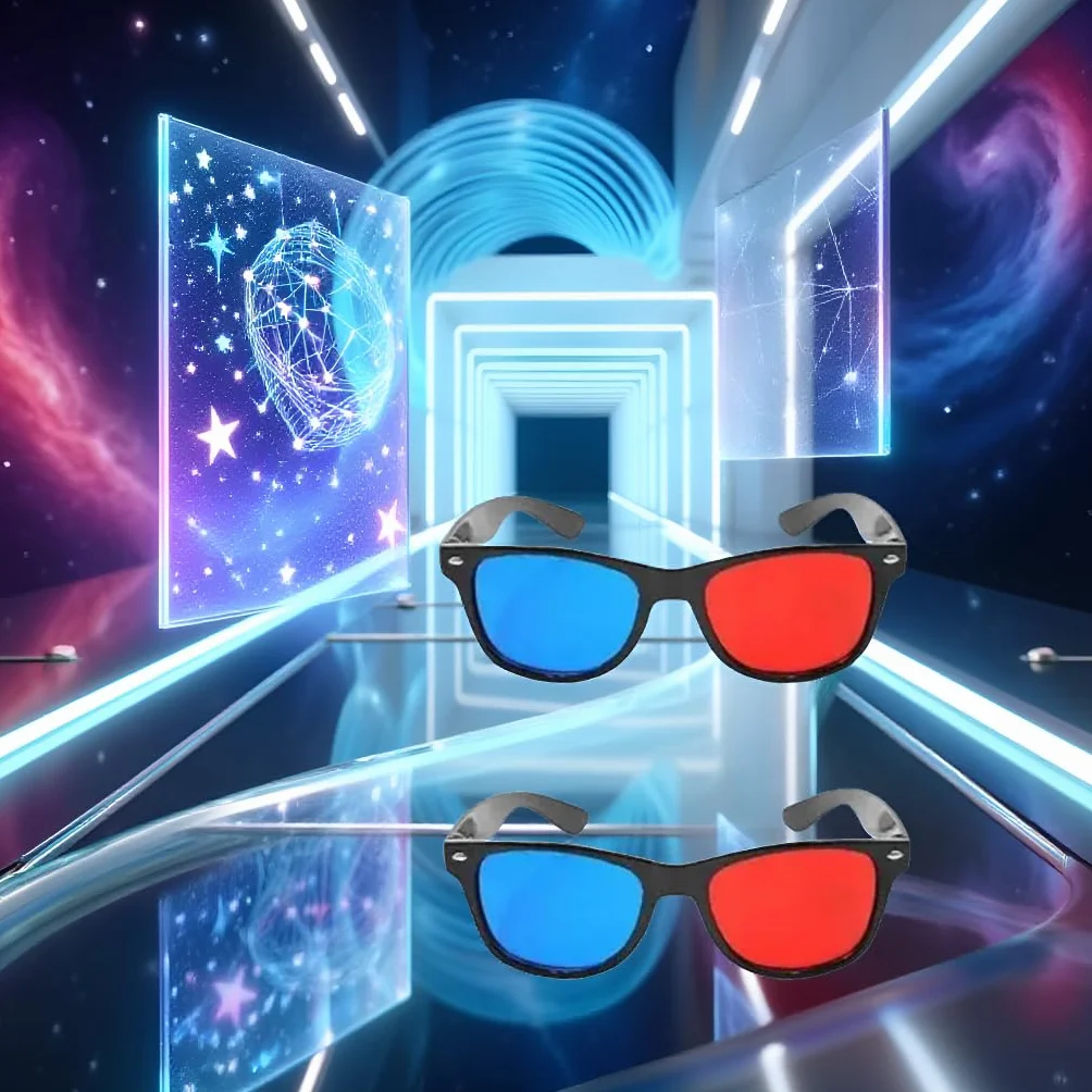 2 occhiali 3D universali rossi e blu per TV cinematografici, 3D, occhiali 3D, per videogiochi, per film 3D, occhiali 3D, design semplice e leggero, accessori per occhiali 3D