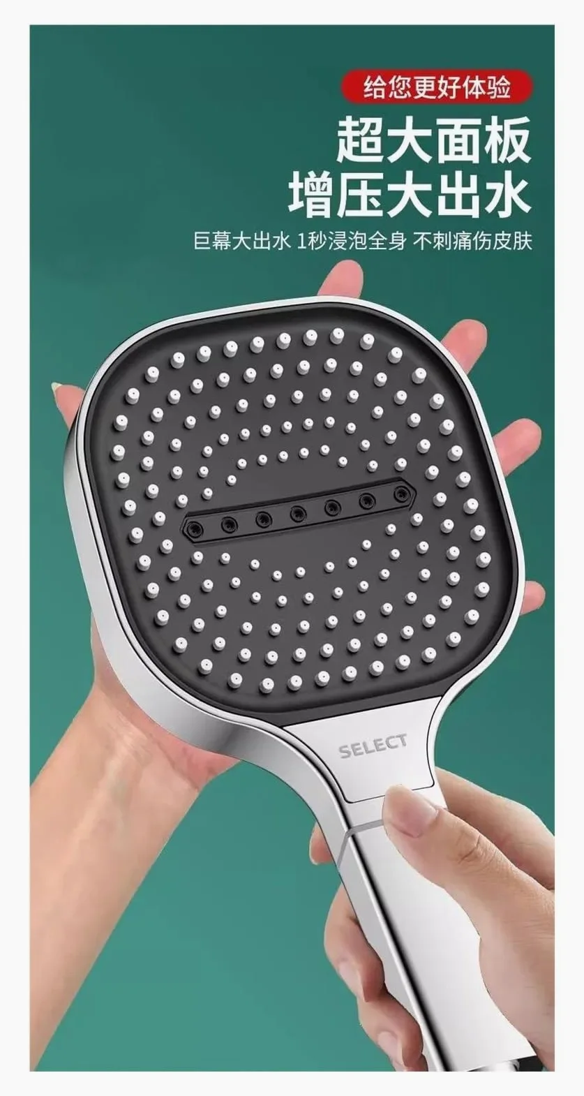 Soffione doccia con pannello grande da 13 cm, 3 modalità, soffione doccia ad alta pressione con idromassaggio e elemento filtrante(Black Shower)