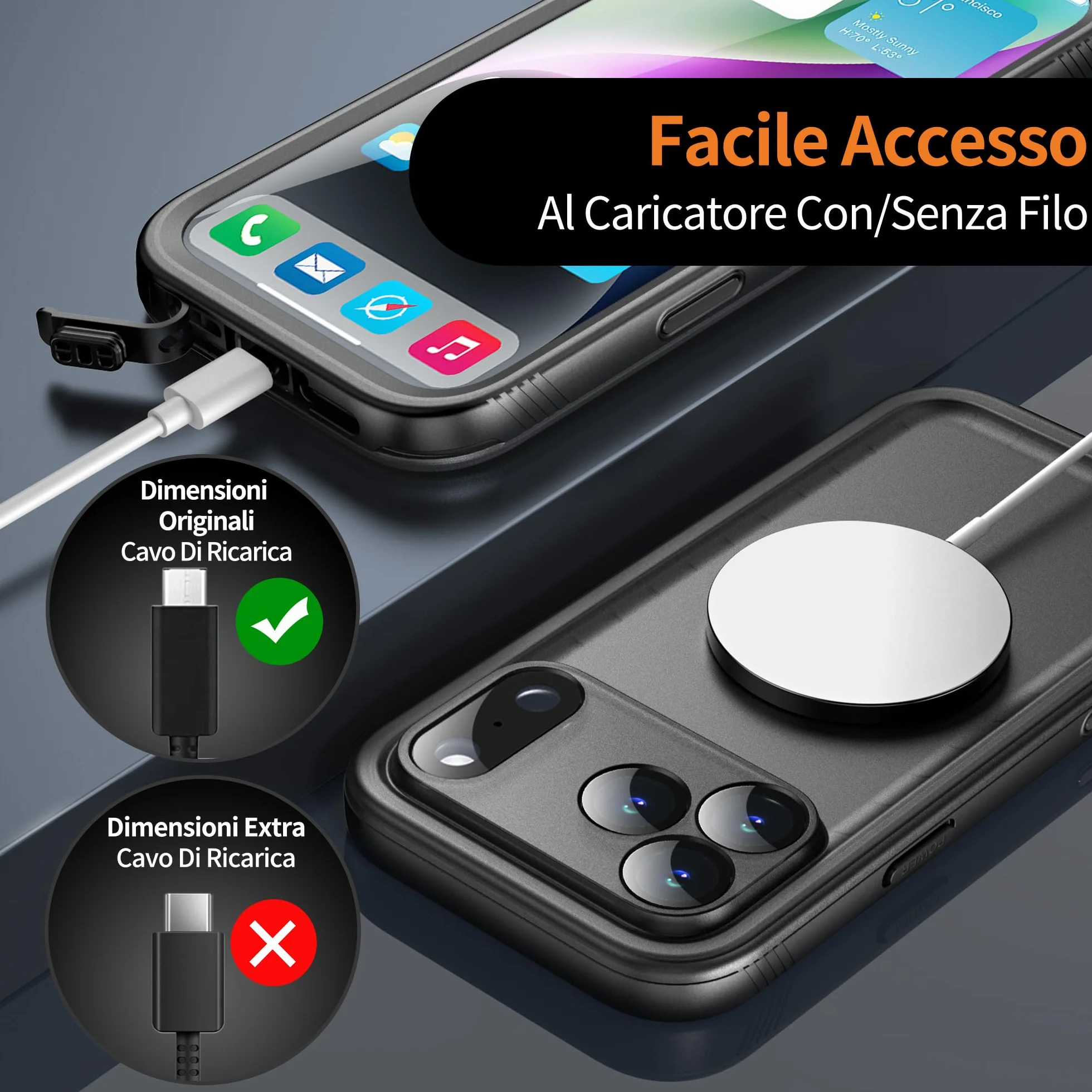 Cozycase TOP Cover Protettiva Per iPhone 17 Pro Impermeabile Antiurto IP68 Subacquea Antipolvere 360 Completa integrale Militare Rigida Rugged Custodia Resistente i Phone 17Pro Anti Urto Waterproof
