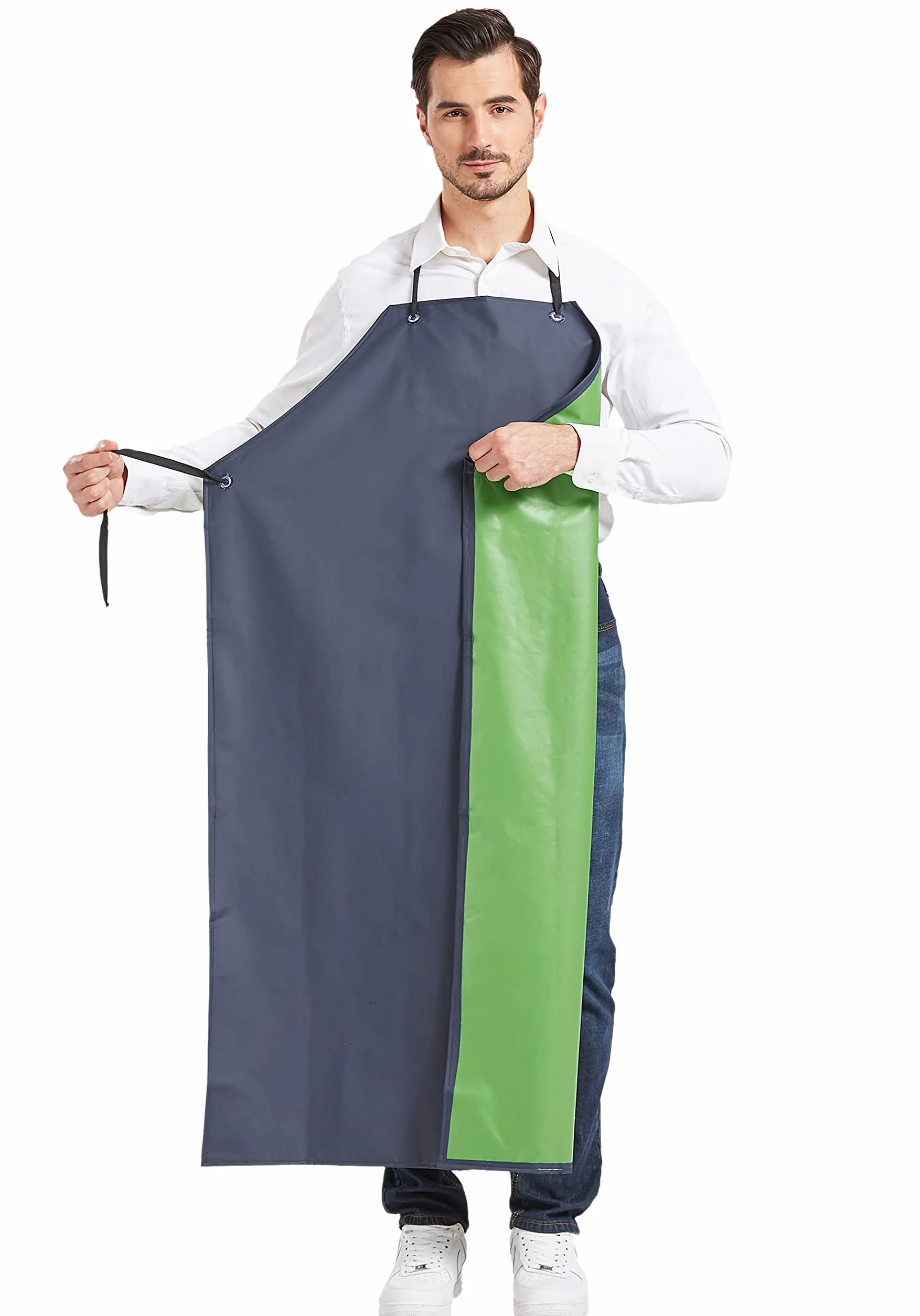 Nanxson Grembiule impermeabile in PVC con coulisse regolabile sul collo e cintura in vita Grembiule resistente alle sostanze chimiche per la pulizia e il giardinaggio