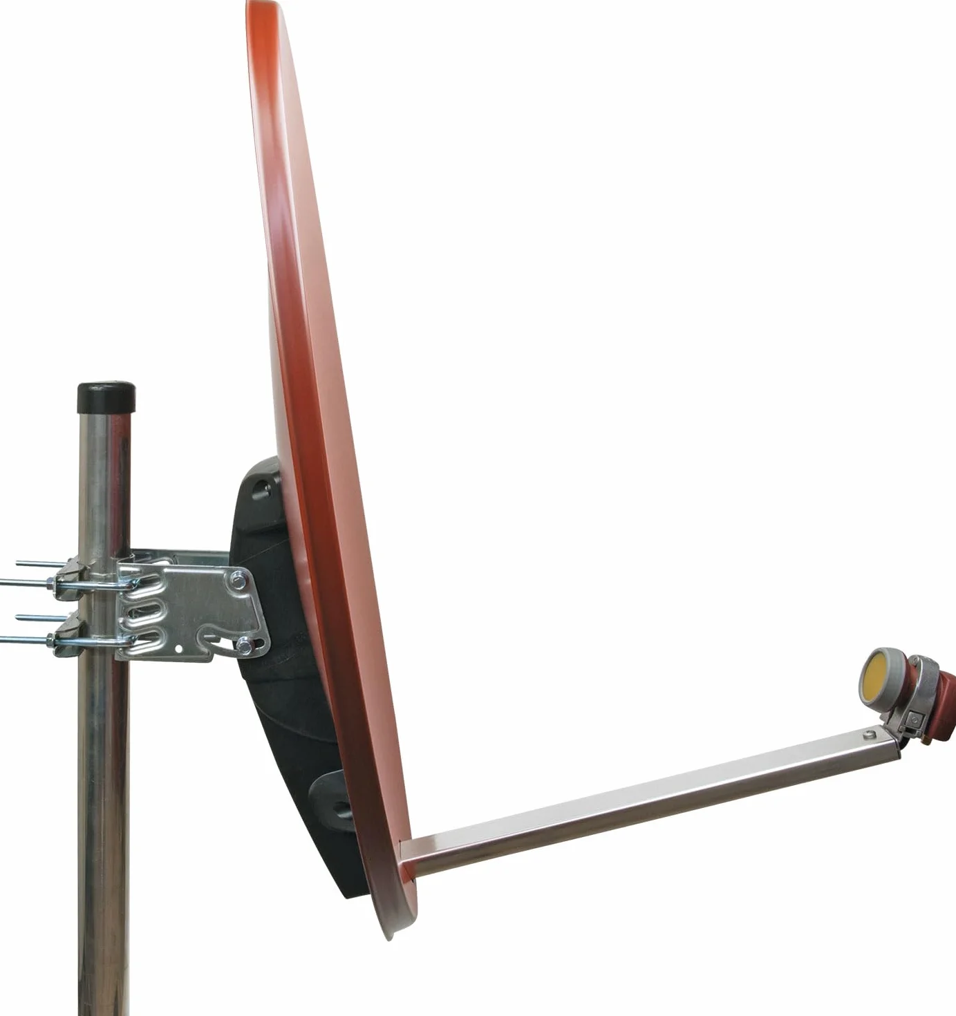 SCHWAIGER 555 Sistema SAT Set satellitare Parabola Quad LNB digitale 8x F-plug 7mm Antenna SAT in alluminio Set completo Mattone rosso 74,5 x 84,5 cm