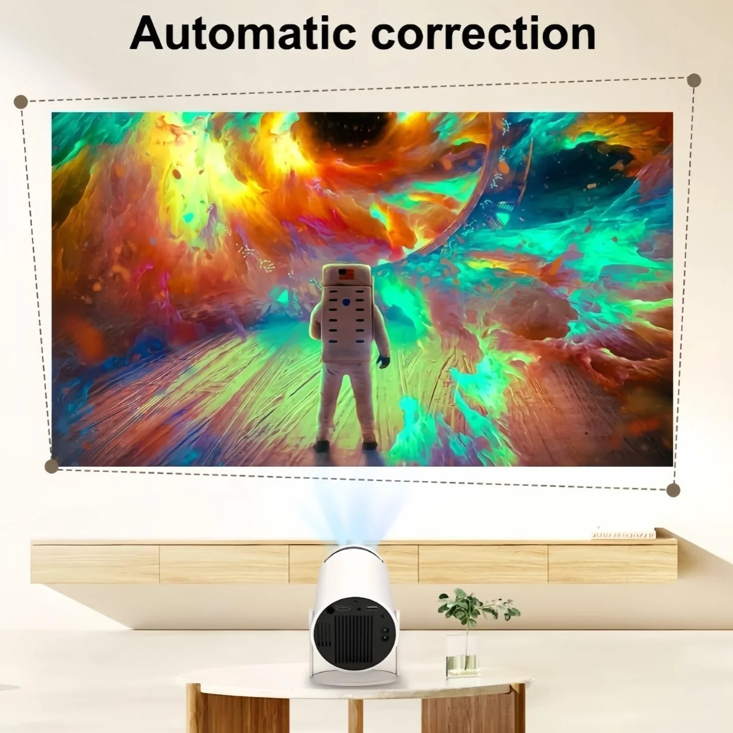 Mini proiettore Intelligente da 210°, proiettore di Film Intelligente 4K, Altoparlante Integrato, WiFi e Bluetooth, Oltre 20 Scene di finestre, for Camera da Letto o Soggiorno