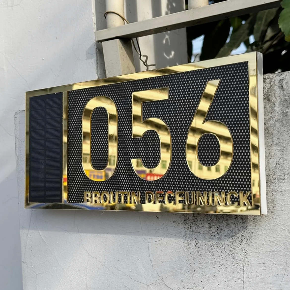 Numero civico personalizzato con luce solare,Segnaletica solare personalizzata per case,decorazione da parete personalizzata (oro)