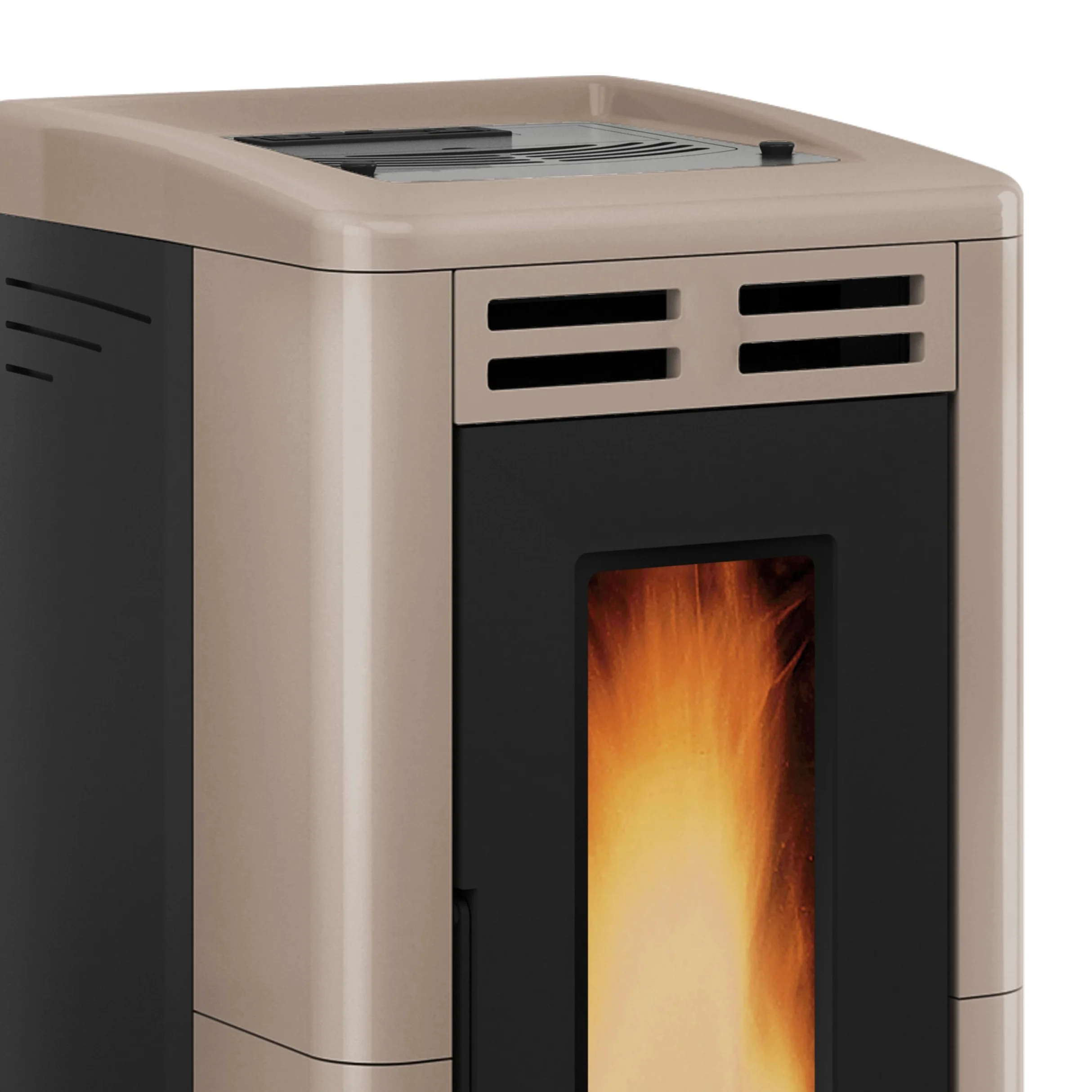 EXTRAFLAME Anastasia Plus - Stufa a Pellet in Ghisa, Beige, Pellet, A Terra, Sfiato Diretto, Efficienza 89%, Potenza 12 kW, Fino a 3700 m²