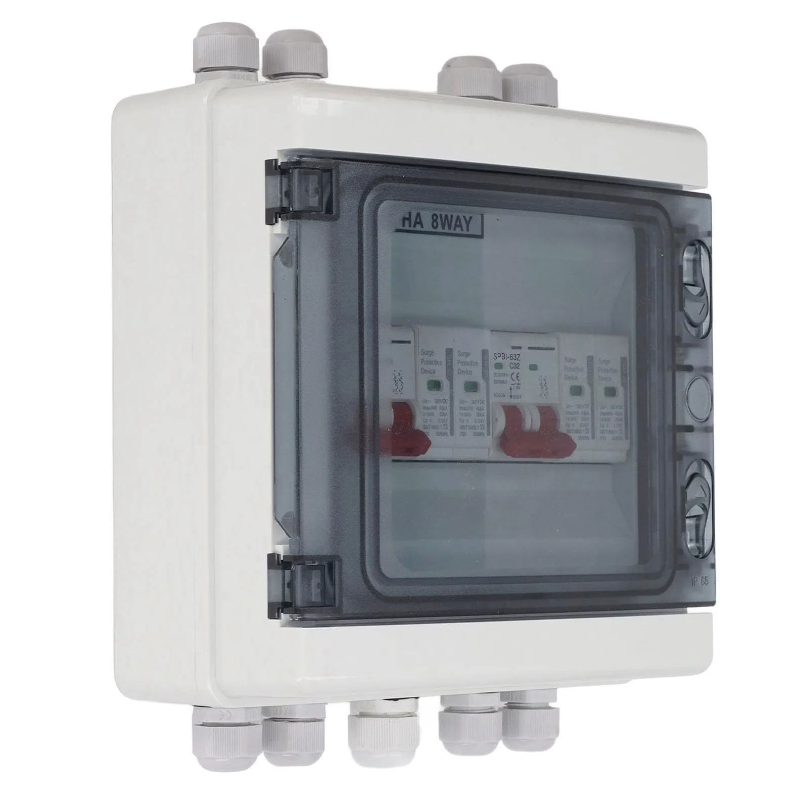 AUNMAS Sezionatore Solare DC500V Scatola Combinata Fotovoltaica 32A 2 in 2 Out IP65 Resistente All'acqua con Interruttore Automatico di Protezione da Sovratensione per di Griglia