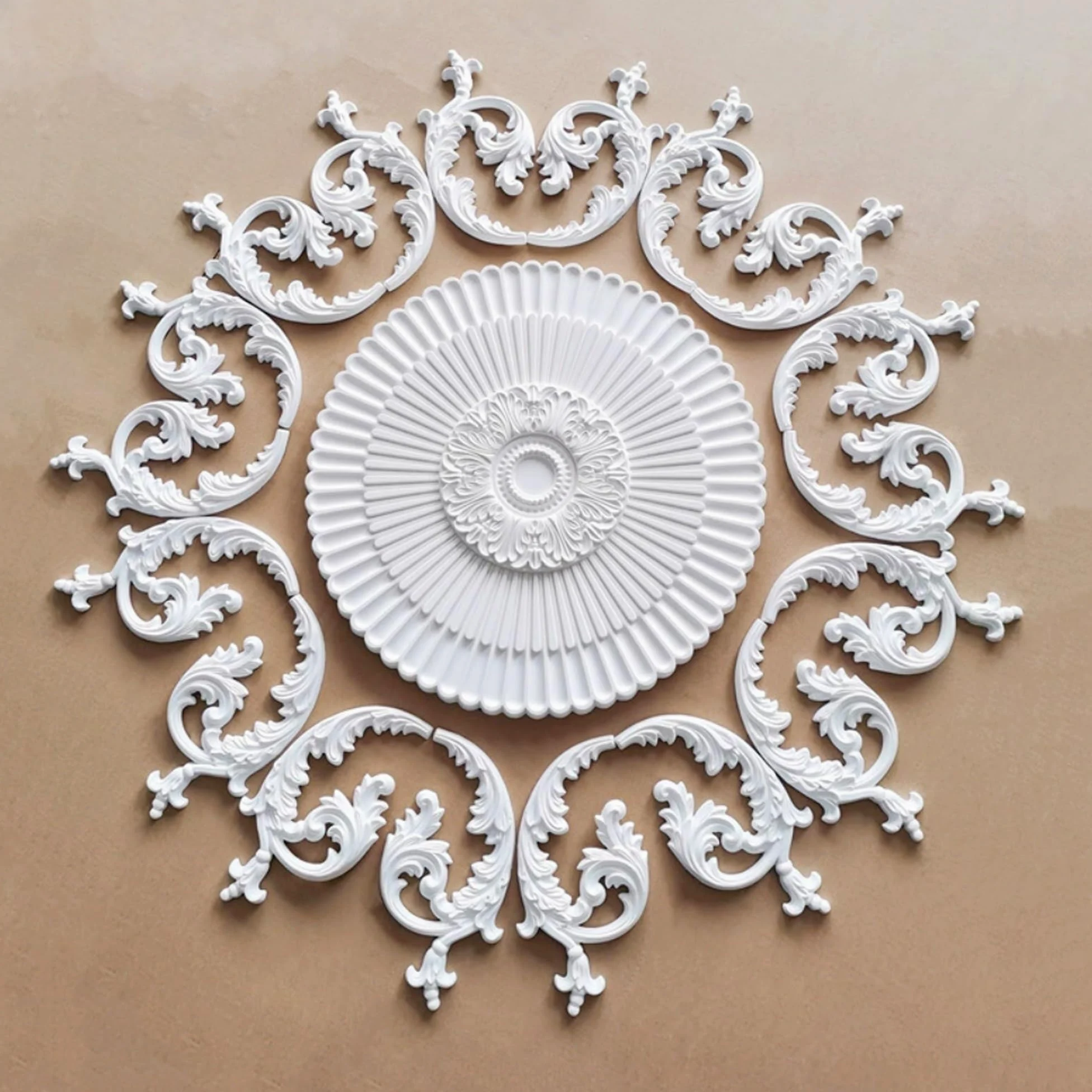 127cm Rosone Lampadario Soffitto Bianco Polistirolo Decorativo | Medaglione del Ventilatore Rotonda Moderno per Pareti Portalampada