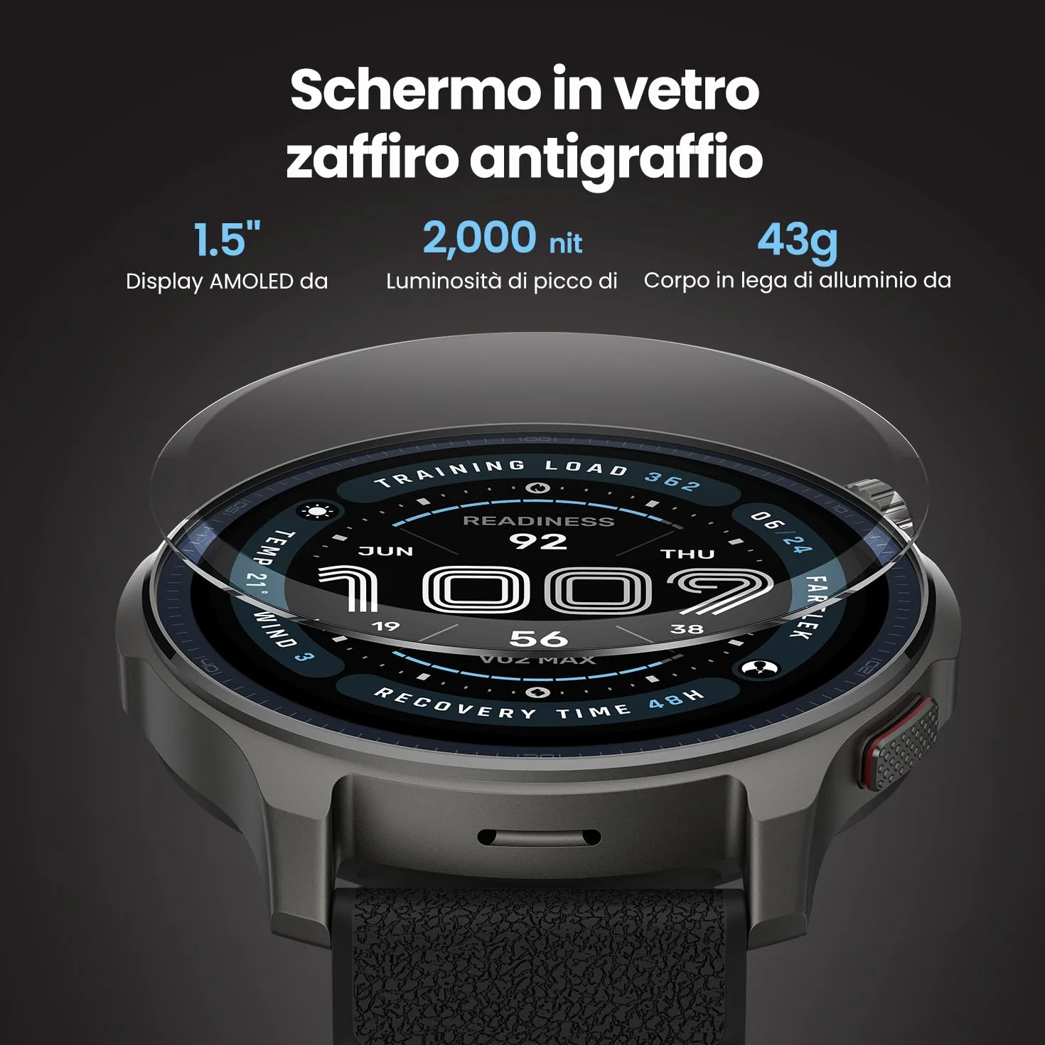 Amazfit Balance 2 Smartwatch 47mm, AMOLED 1,5", Mappe Offline, GPS Dual Band, 21 Giorni Batteria, Oltre 170 Modalità Sportive, HYROX e Golf, Allenamento di Forza, Cardio & Sonno per Android e iPhone