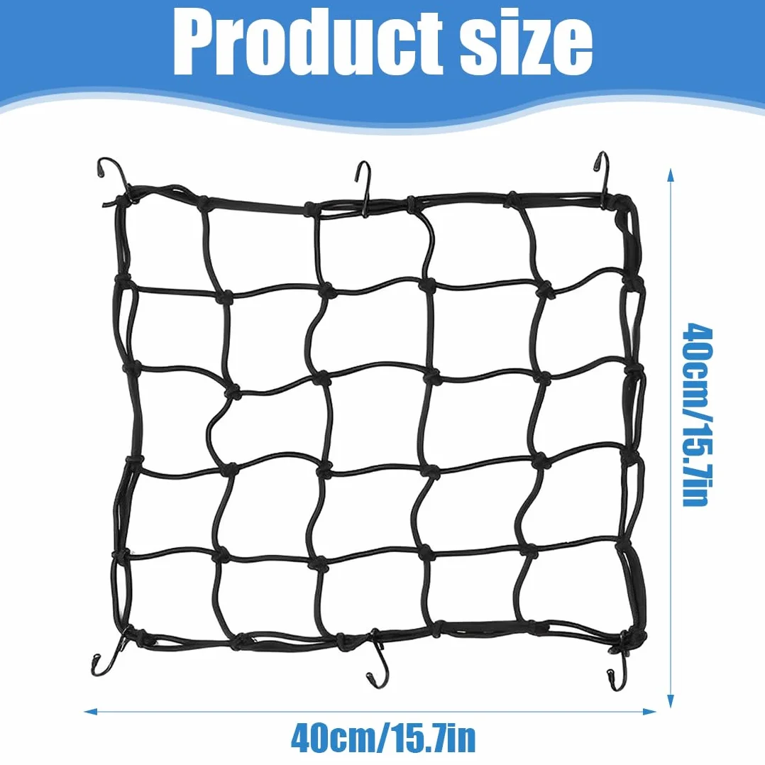 GXGM Rete Elastica Moto, Corde Elastiche con Gancio, Rete Elastica, Corde Elastiche con Ganci,40 X 40cm (Nero), 1 pezzo