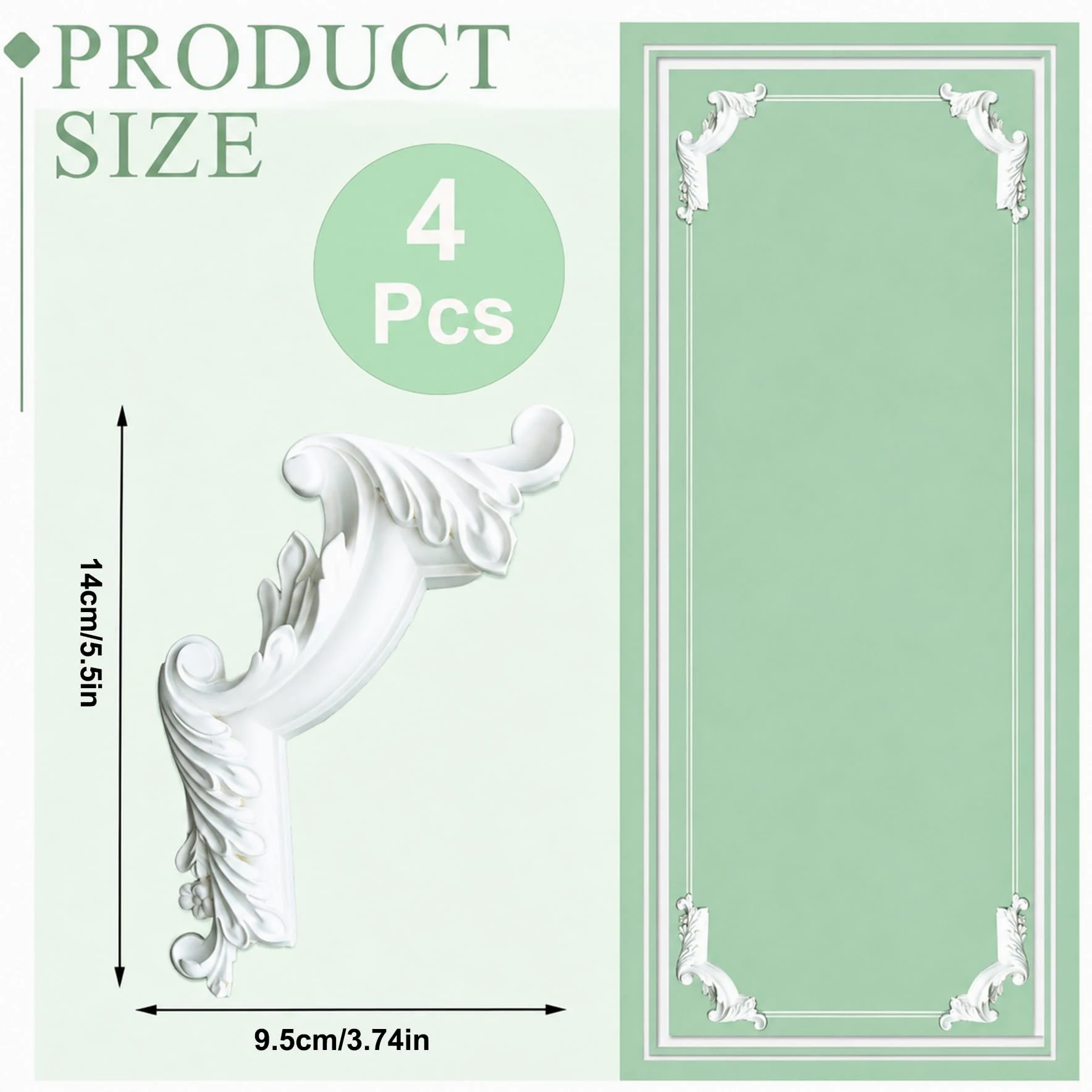 4 PCS Angolari Decorativi per Pareti E Soffitti in PU Modanature Angolari 3D con Decorazioni Floreali Profili Decorativi Verniciabili per Cornici E Angoli Elegante Finitura