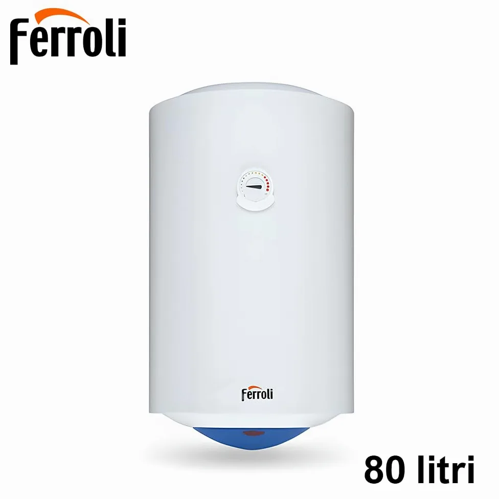 Ferroli Scaldacqua Elettrico Calypso 80VE 80 Litri Verticale, Boiler A Accumulo Con Serbatoio Smaltato, Anodo Di Magnesio E Isolamento In Poliuretano